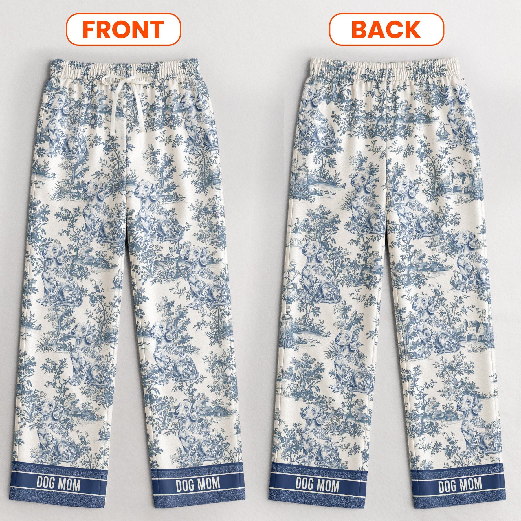 This Is My Pawjama Dog Mom Toile De Jouy - Personalized Satin Pajama Set