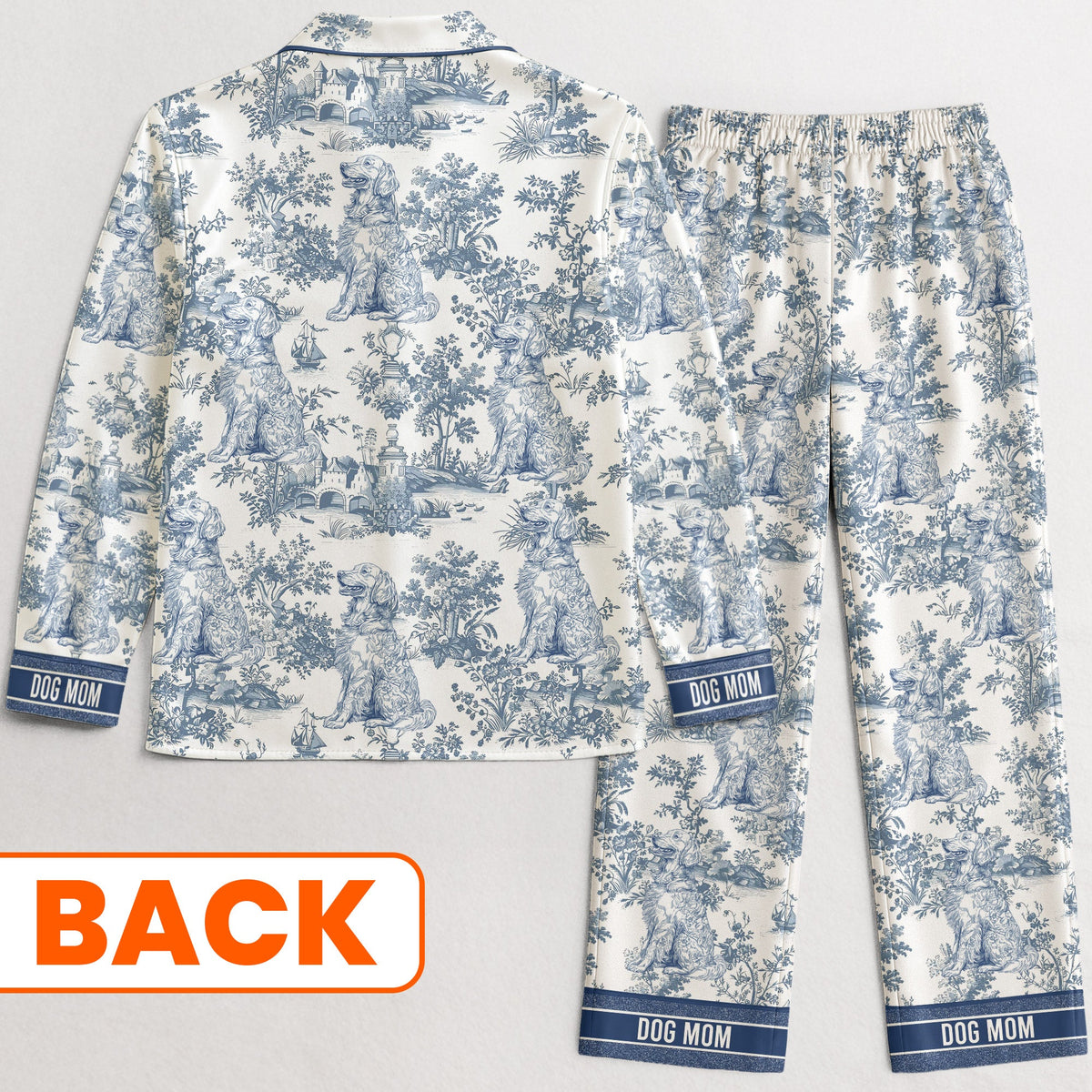 This Is My Pawjama Dog Mom Toile De Jouy - Personalized Satin Pajama Set