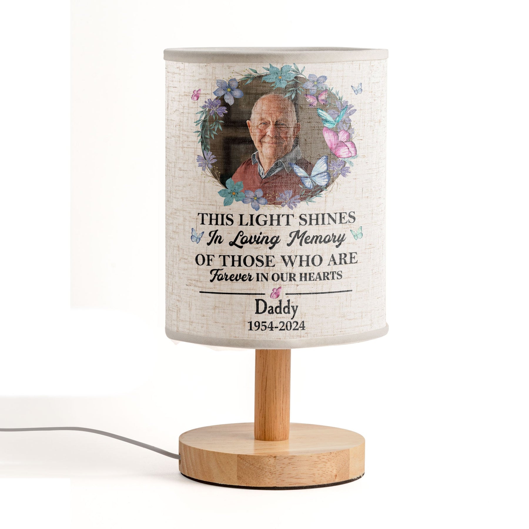This Light Shines In Loving Memory - Personalized Photo Fabric Lamp