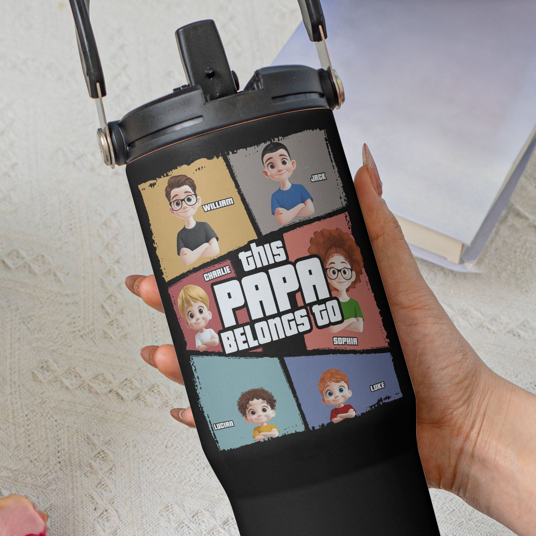 This Papa Belongs To - Personalized 30oz Tumbler With Handle