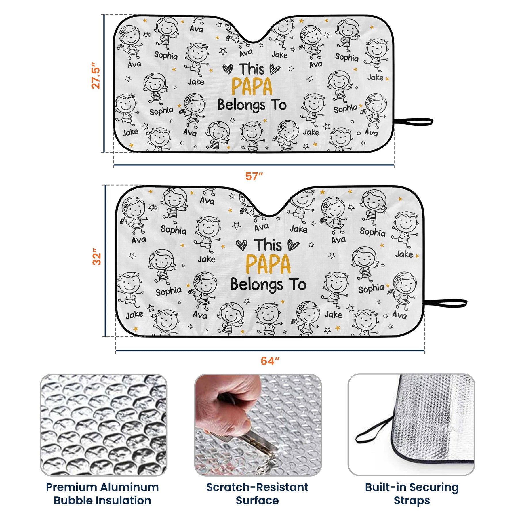 This Papa Belongs To - Personalized Car Sun Shade
