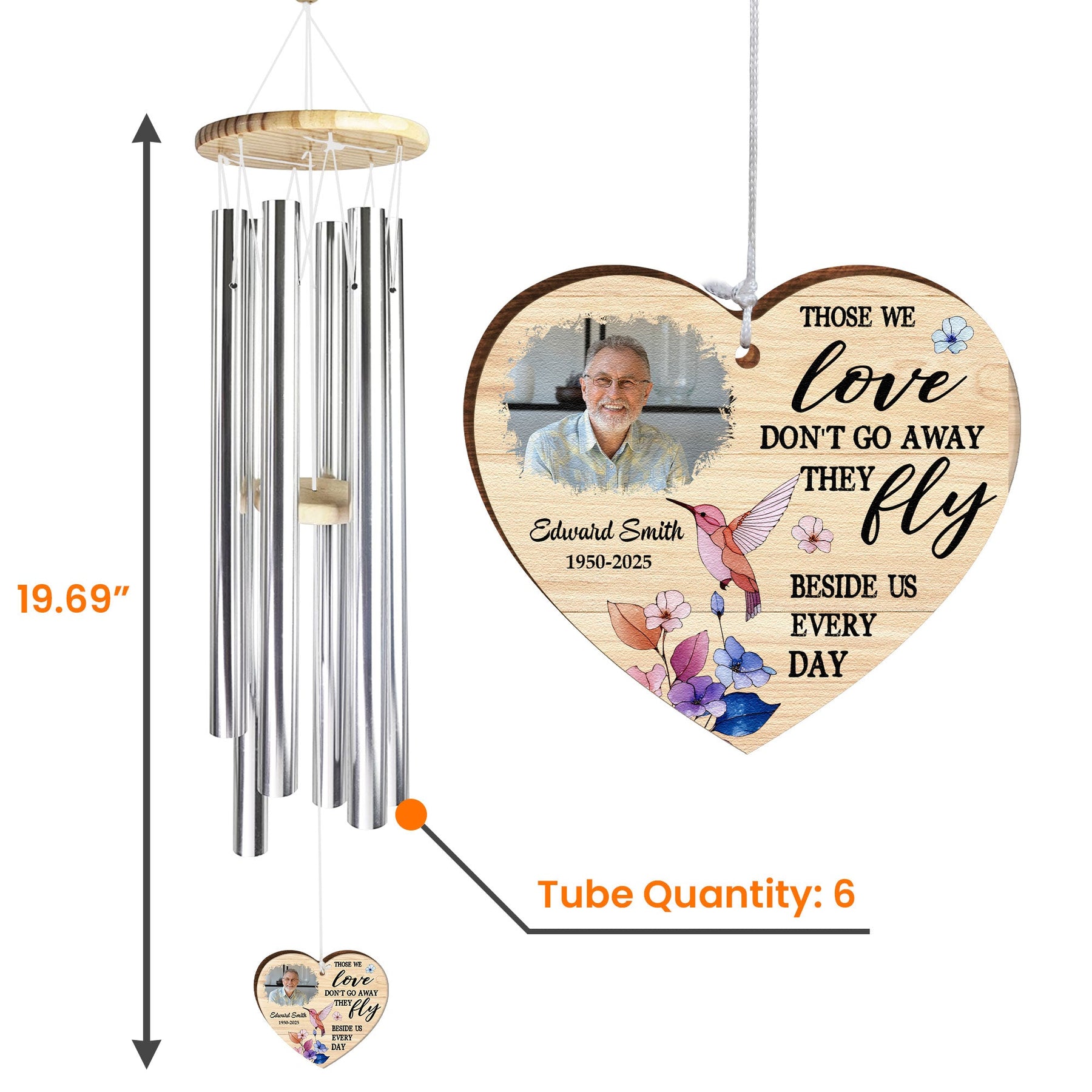 Those We Love Don't Go Away They Fly - Personalized Photo Wind Chimes