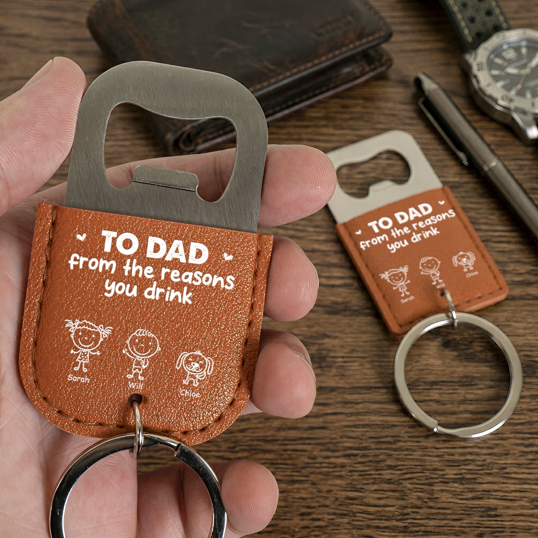 To Dad From The Reasons You Drink - For Dad, Papa - Personalized Keychain