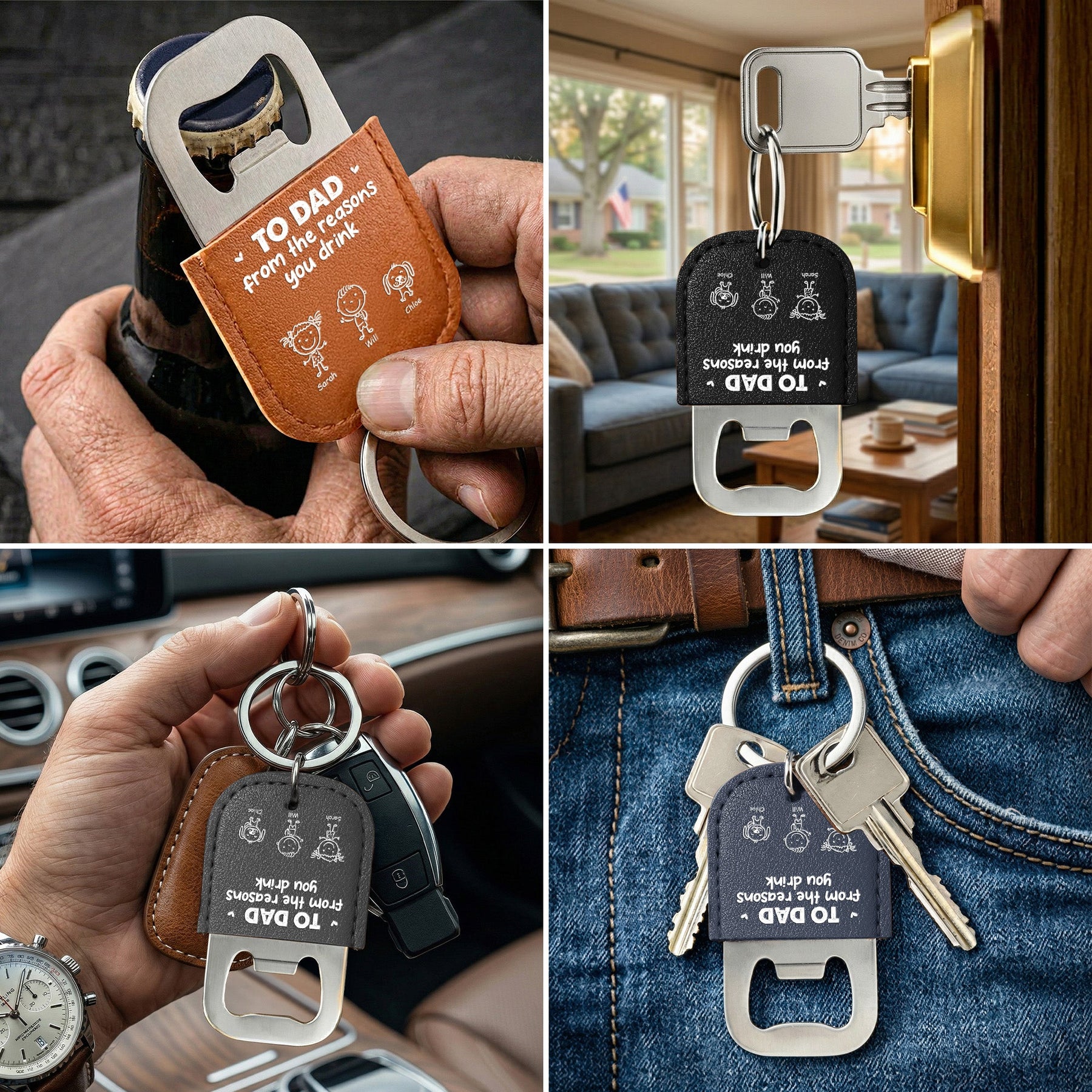To Dad From The Reasons You Drink - For Dad, Papa - Personalized Keychain