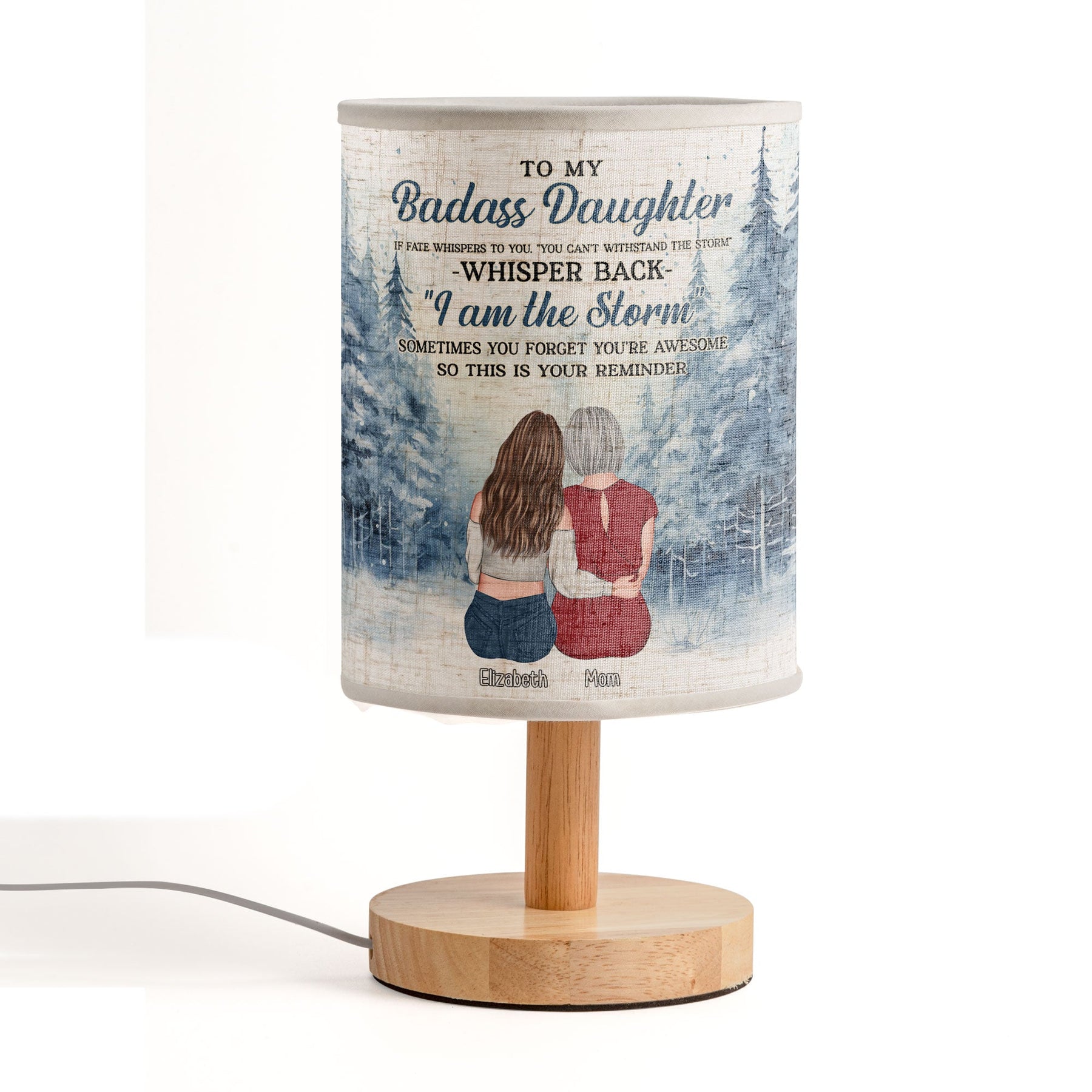 To My Daughter Gift Whisper Back I Am The Storm - Personalized Fabric Lamp