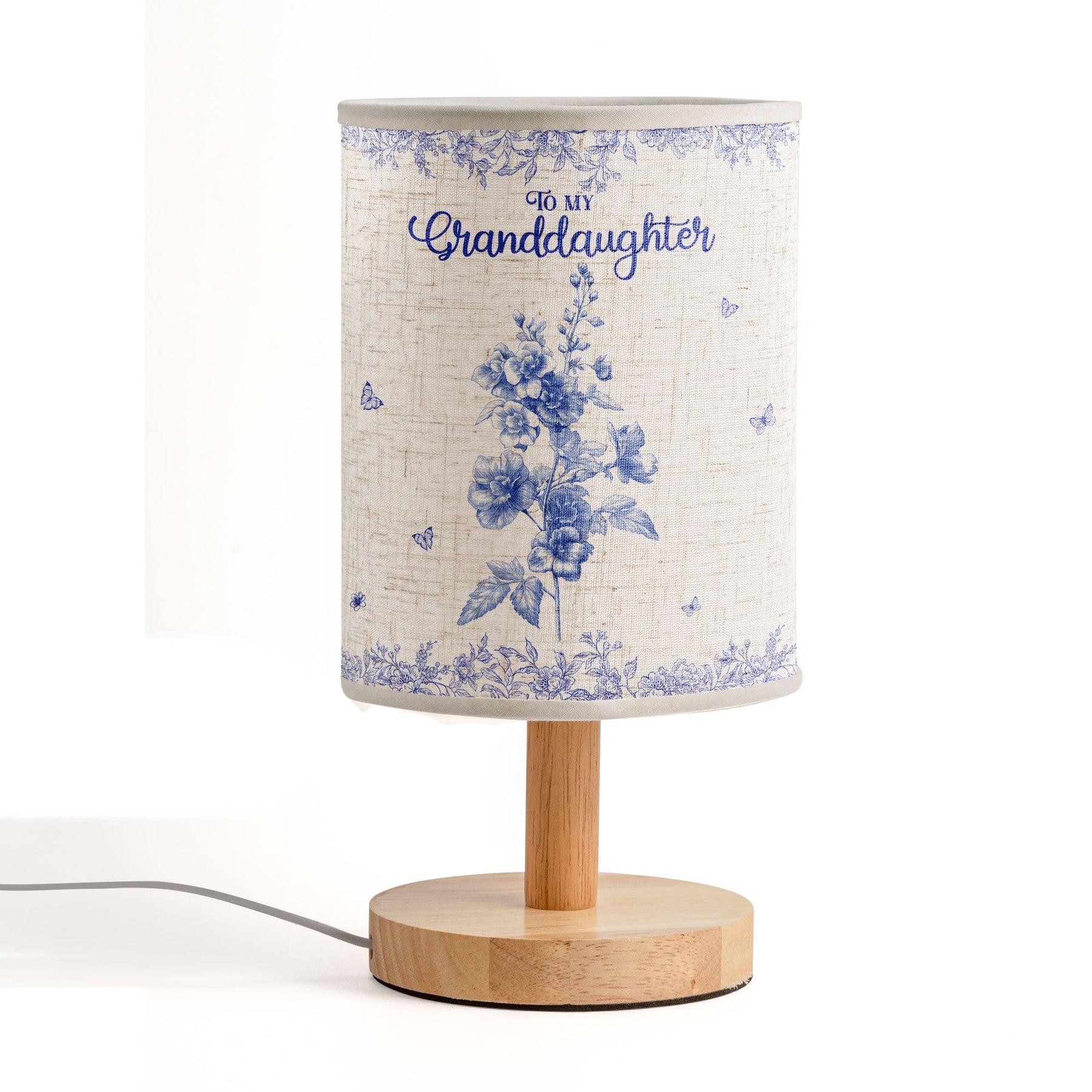 To My Granddaughter, Daughter Birth Flower Toile De Jouy - Personalized Fabric Lamp