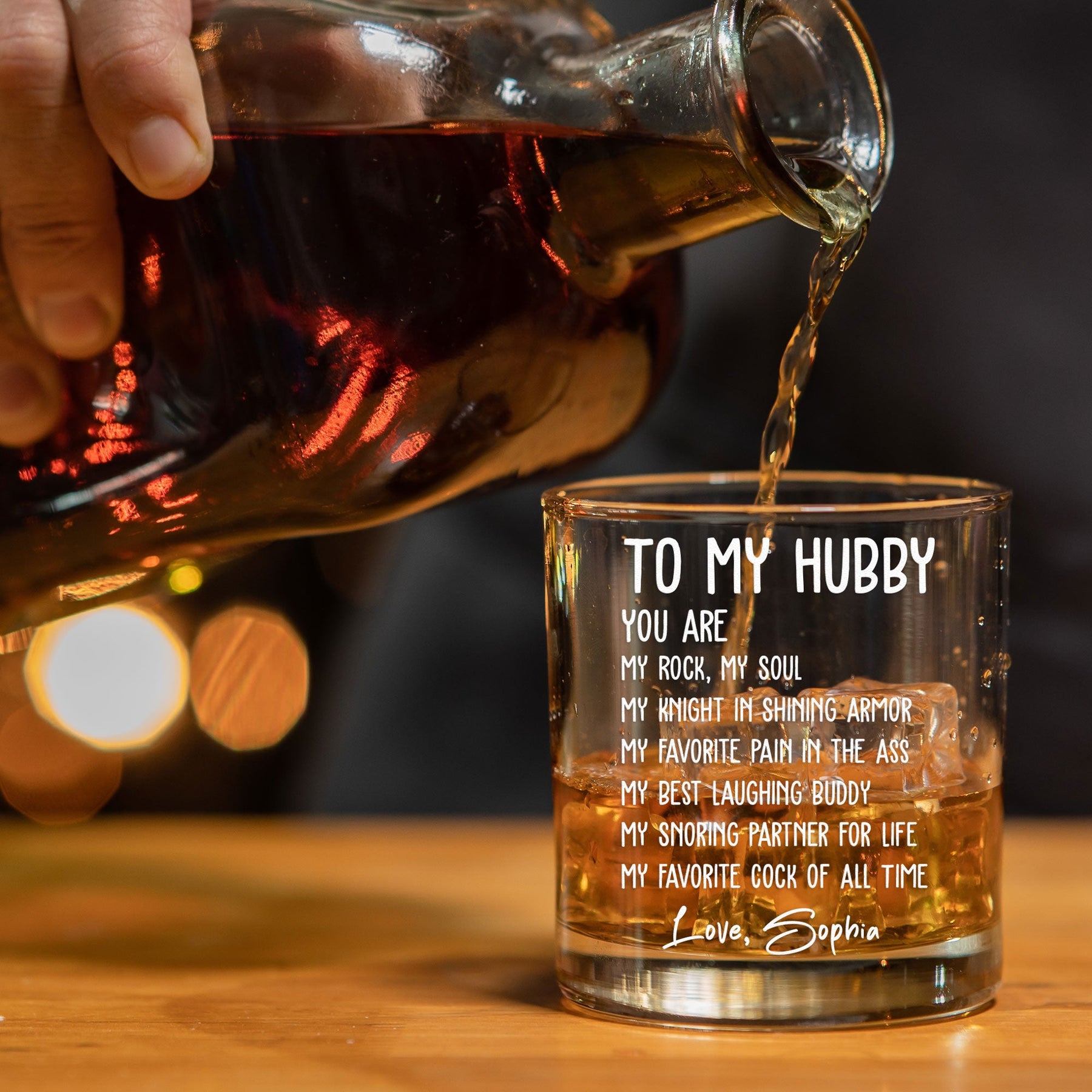 To My Husband You Are My Favorite Cock Of All Time - Personalized Whiskey Glass