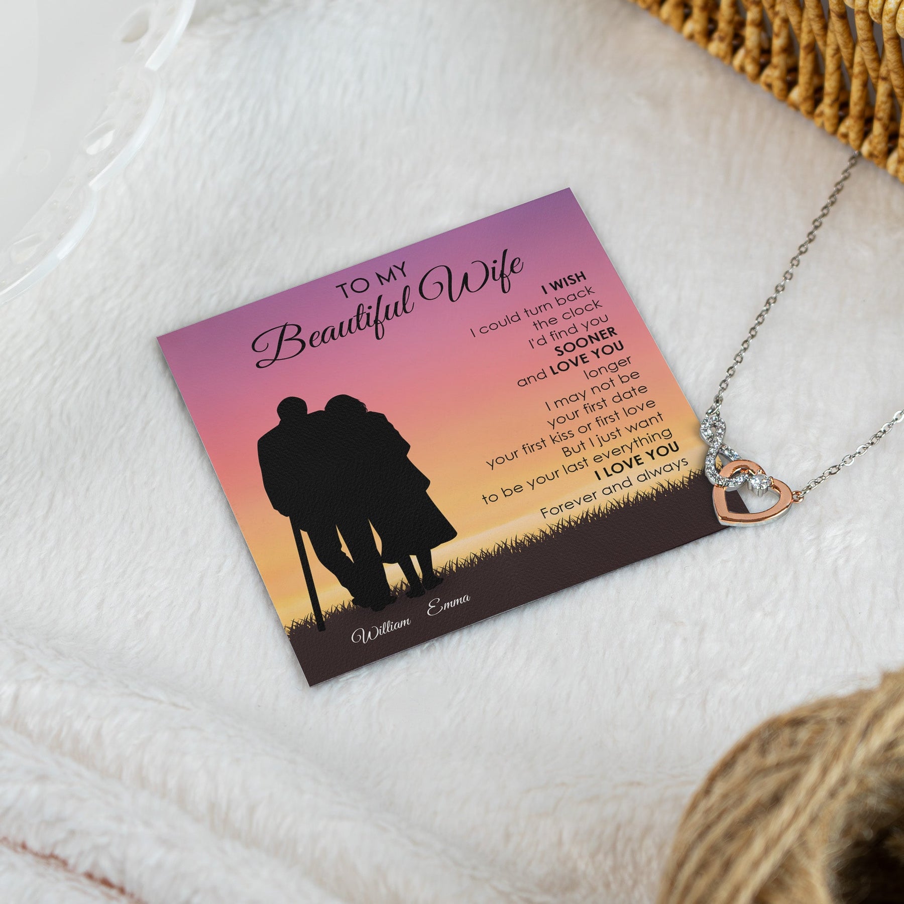 To My Wife Anniversary Gift Birthday Gift - Personalized Infinity Heart Necklace