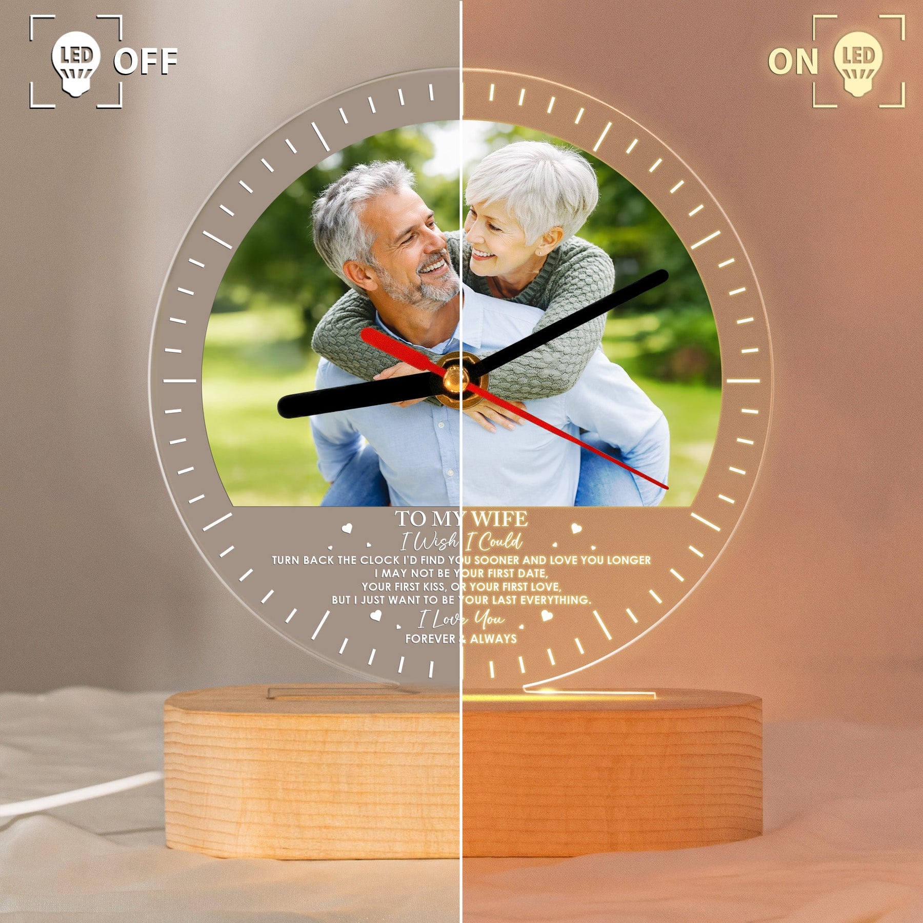 To My Wife If I Could Turn Back The Clock - Personalized Acrylic Photo Desk Clock Light