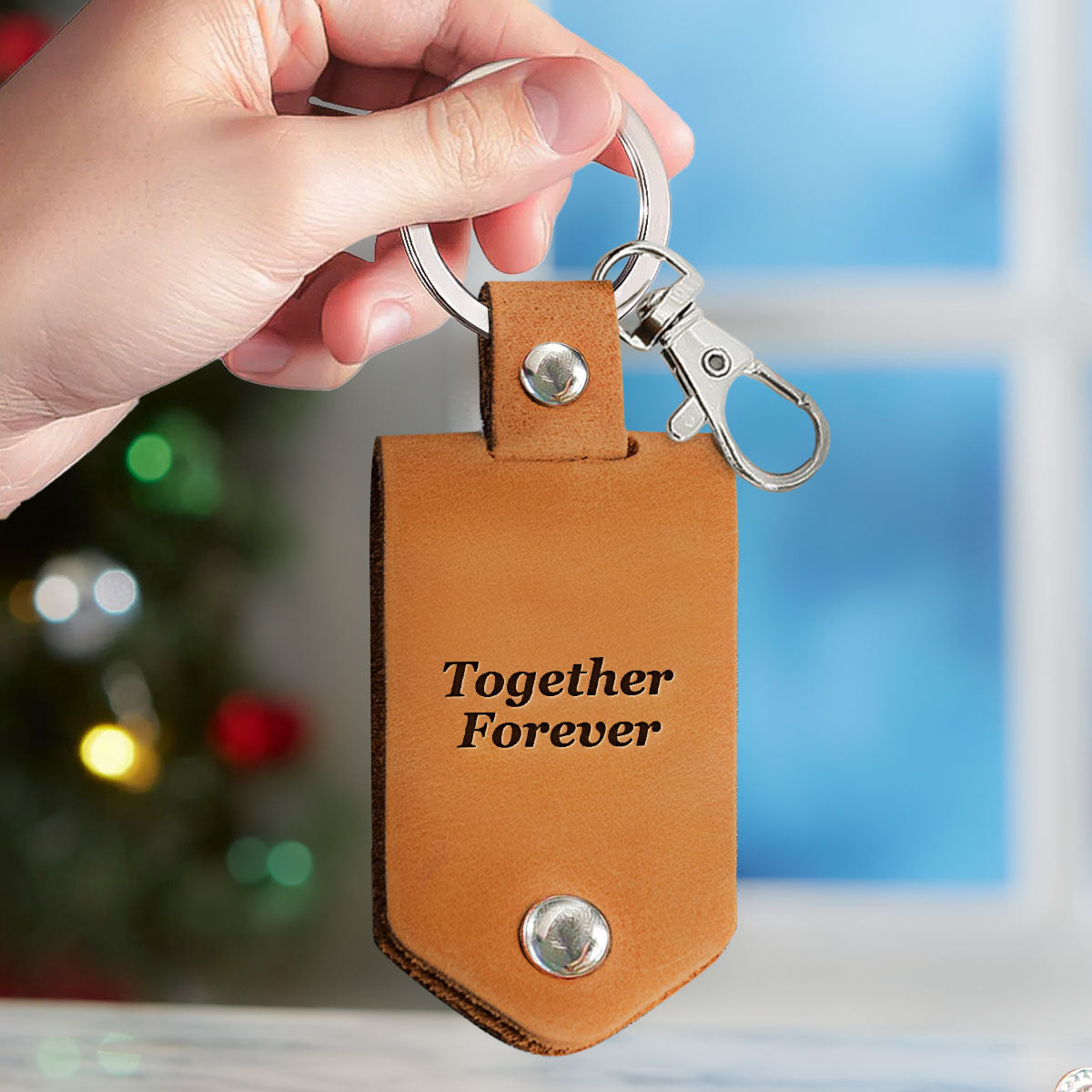 Together Forever - Personalized Leather Photo Keychain