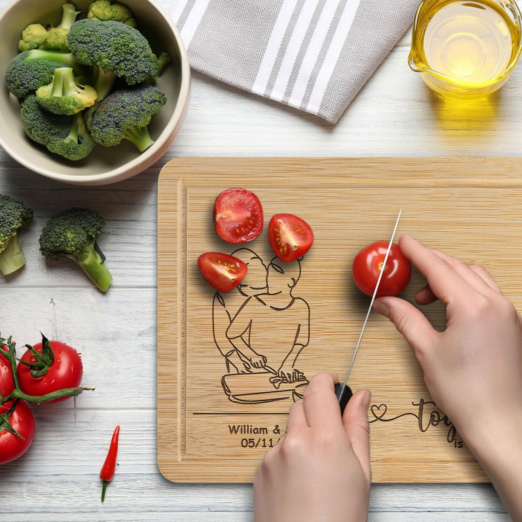 Together Is Our Favorite Place To Be - Personalized Engraved Wooden Cutting Board