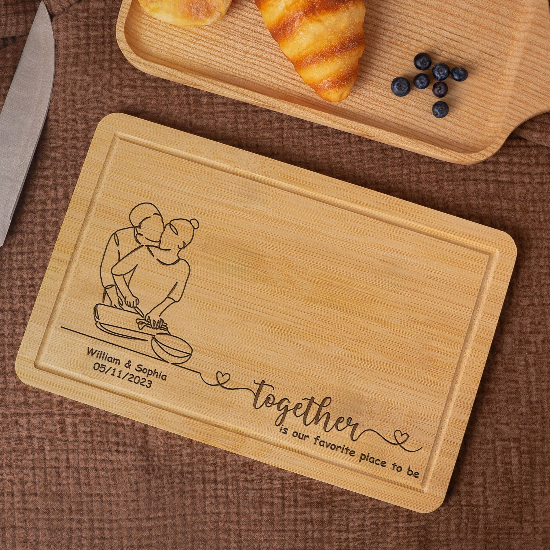 Together Is Our Favorite Place To Be - Personalized Engraved Wooden Cutting Board
