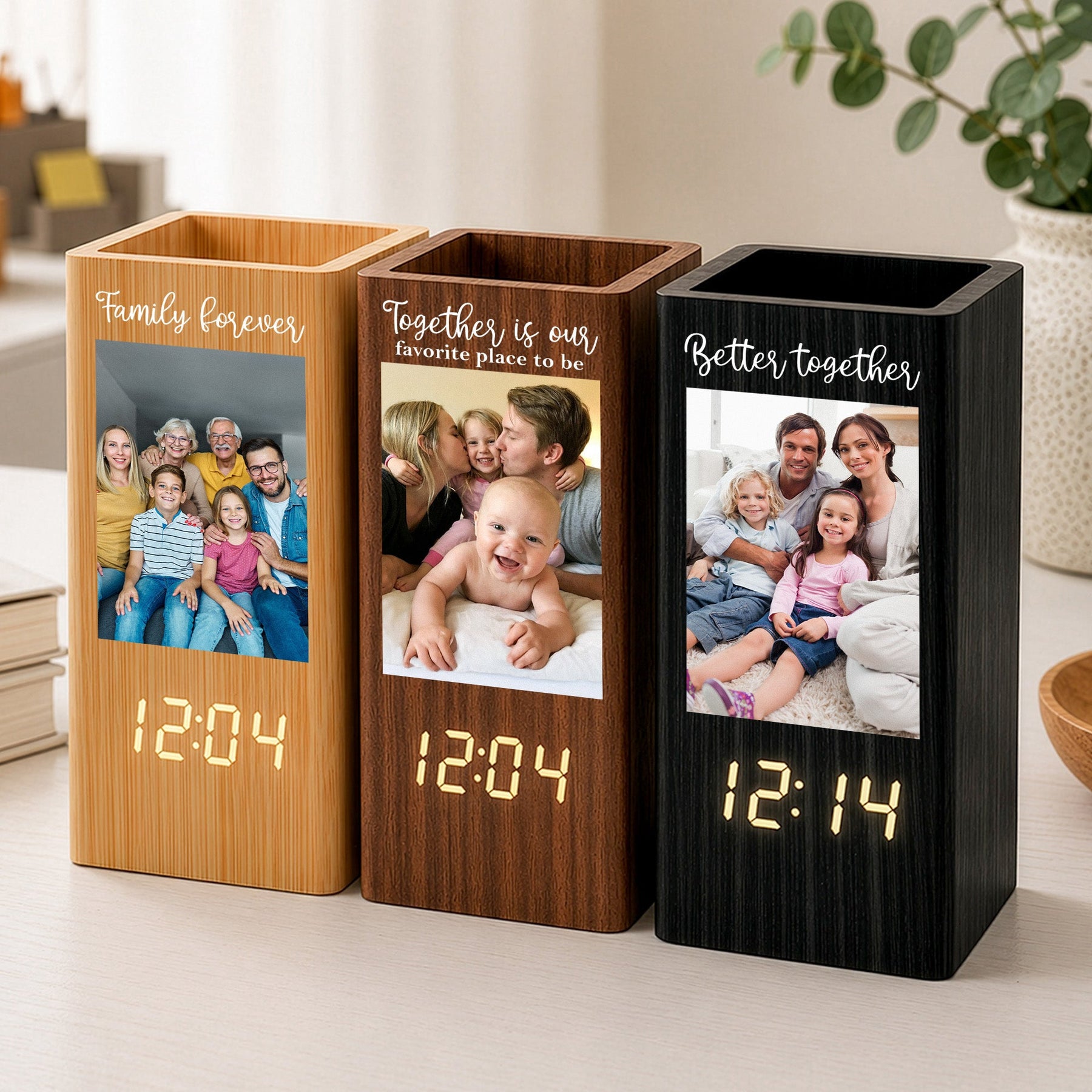 Together Is Our Favorite Place To Be - Personalized Pen Holder With Clock