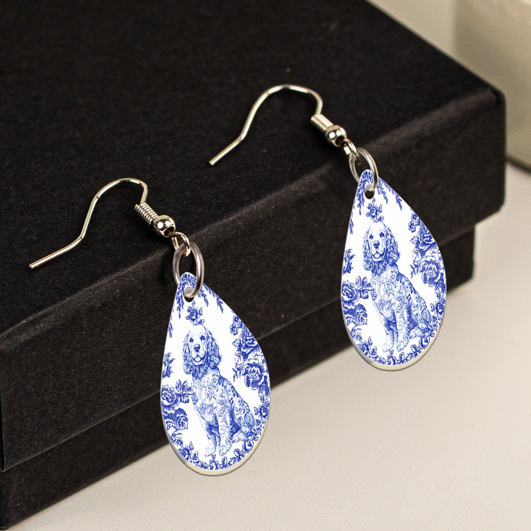 Toile De Jouy Dog Custom Breeds French Style - Personalized Acrylic Earrings