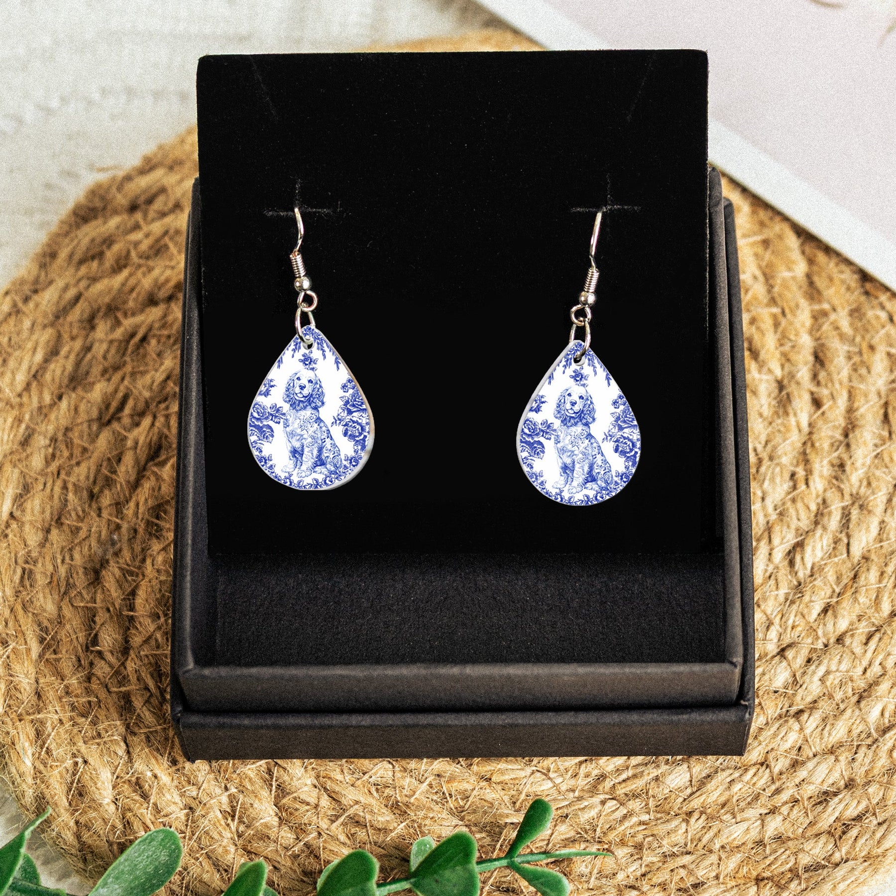 Toile De Jouy Dog Custom Breeds French Style - Personalized Acrylic Earrings