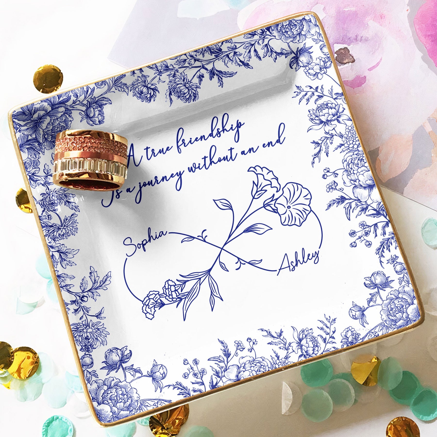 True Friendship Without An End - Personalized Jewelry Dish