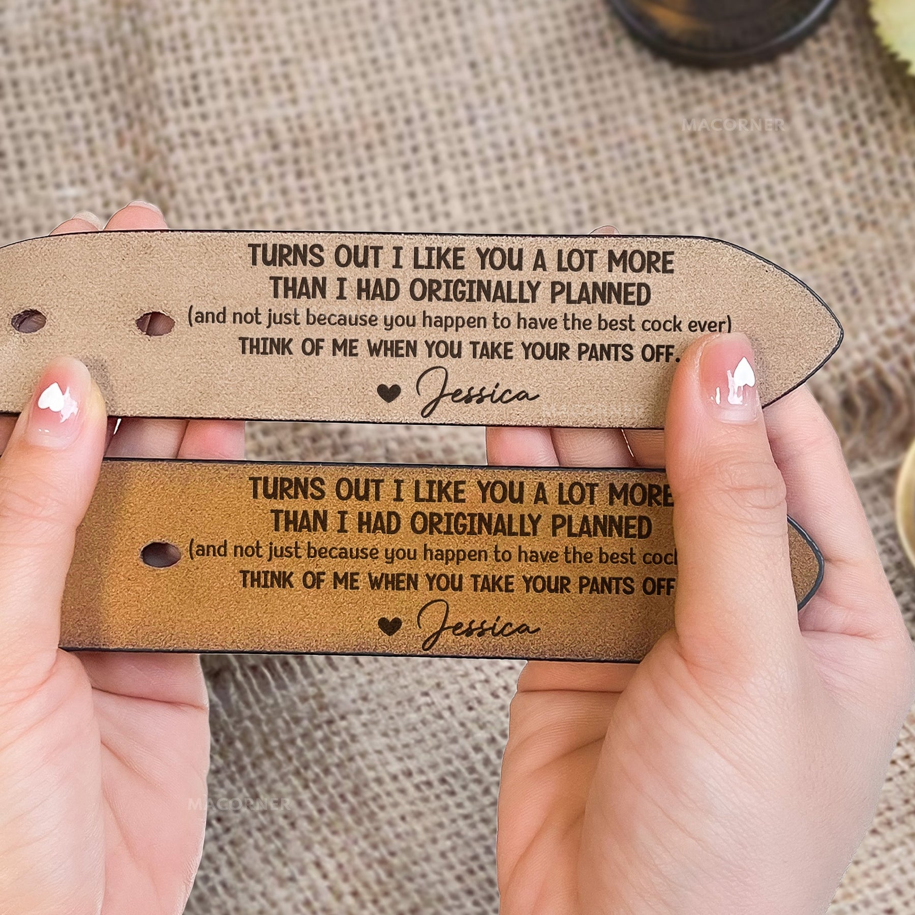 Turns Out I Like You A Lot More Than I Had Originally Planned - Fun Gifts For Him - Personalized Engraved Leather Belt