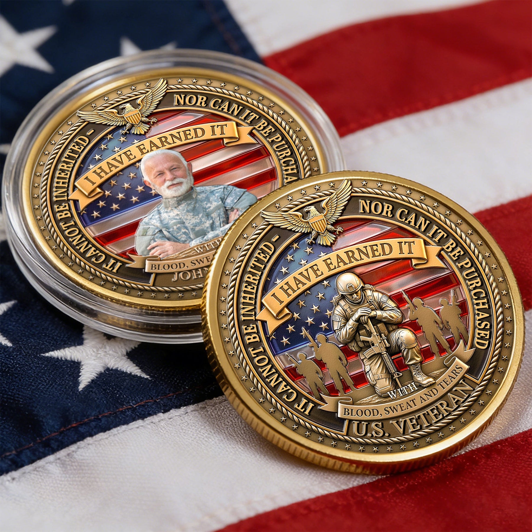 Veteran Memorial 250 Years Of Freedom Keepsake Upload Photo - Personalized Coin