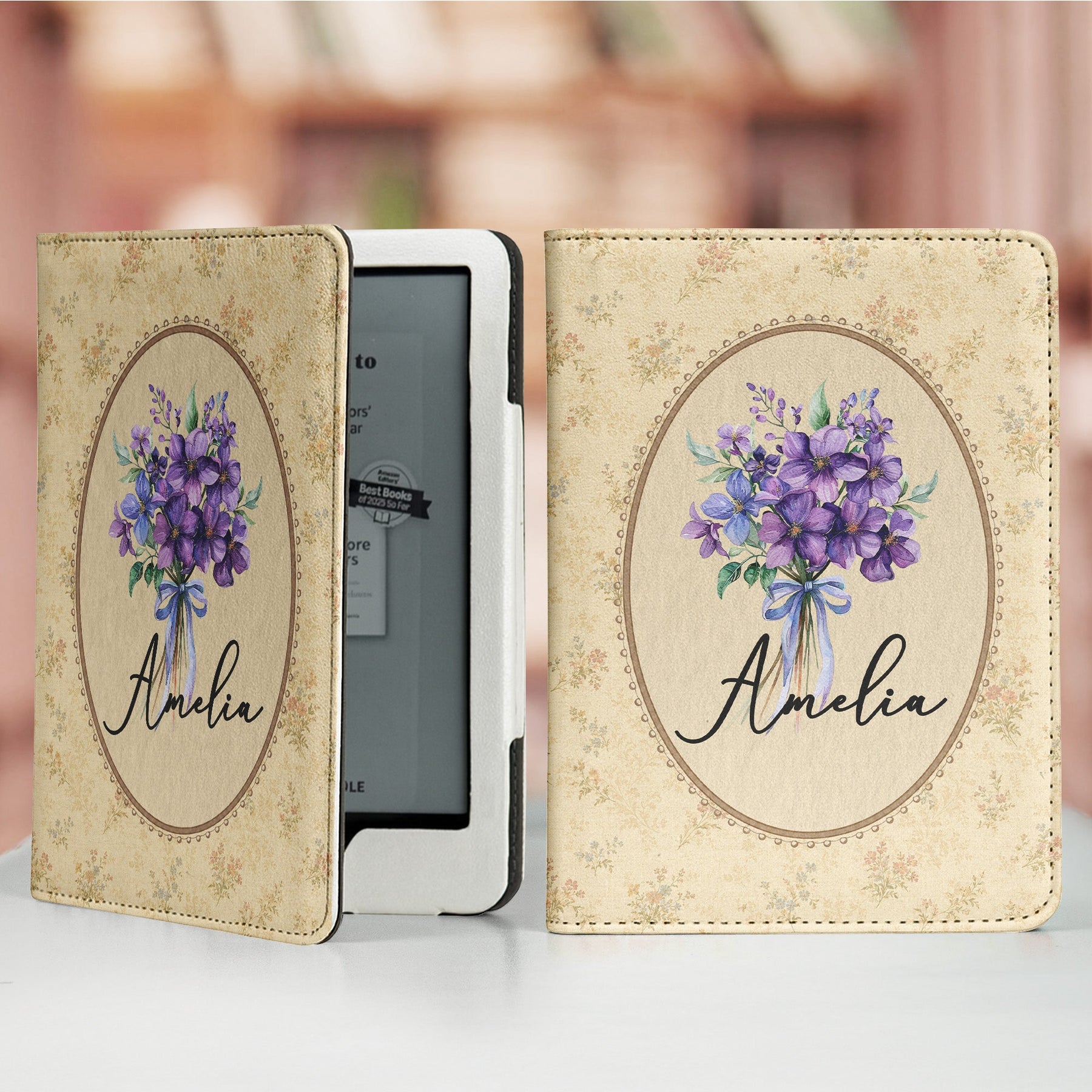 Vintage Custom Birth Flower - Personalized Kindle Case