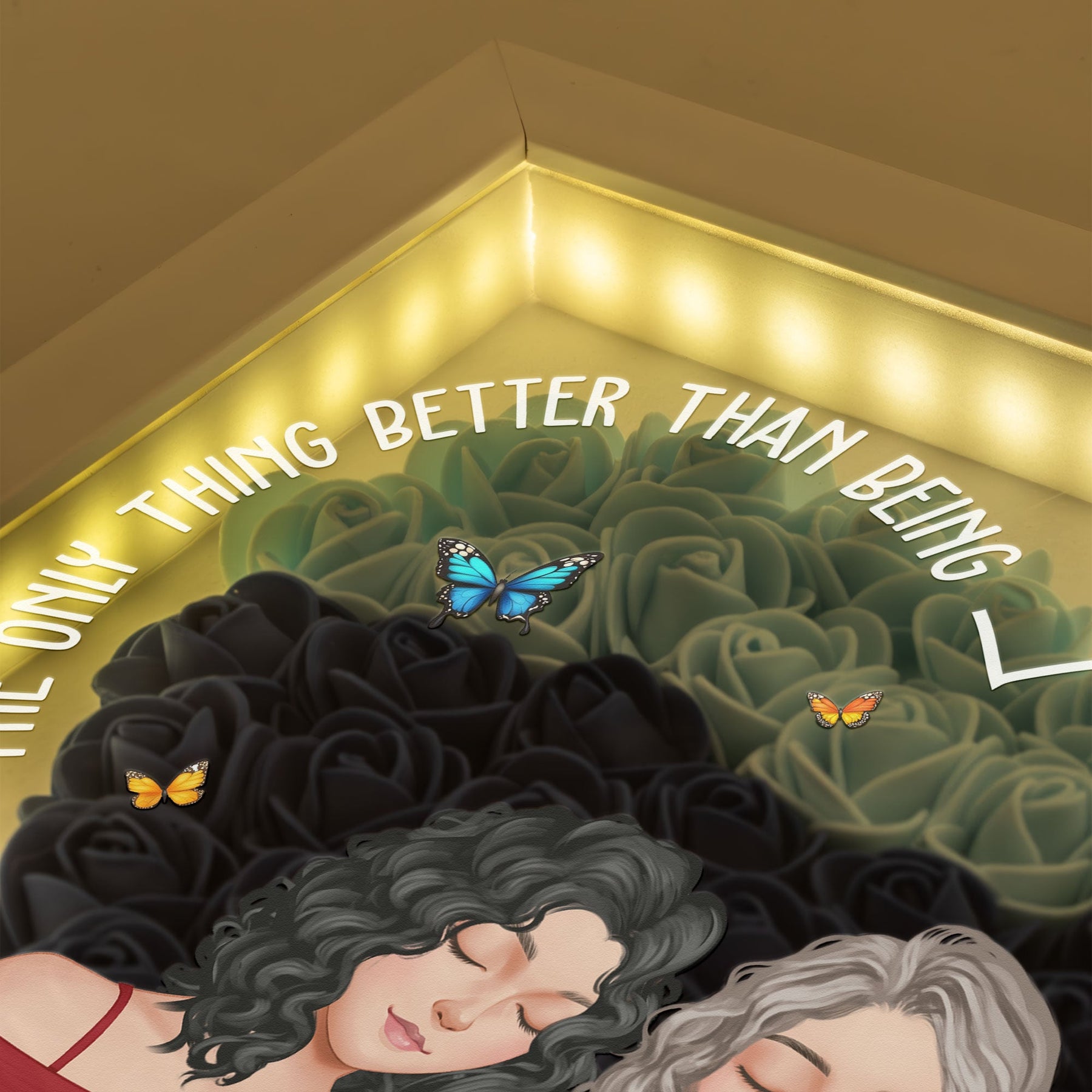 Watching You Be A Mom Gift For Daughter - Personalized Flower Shadow Box With LED Light