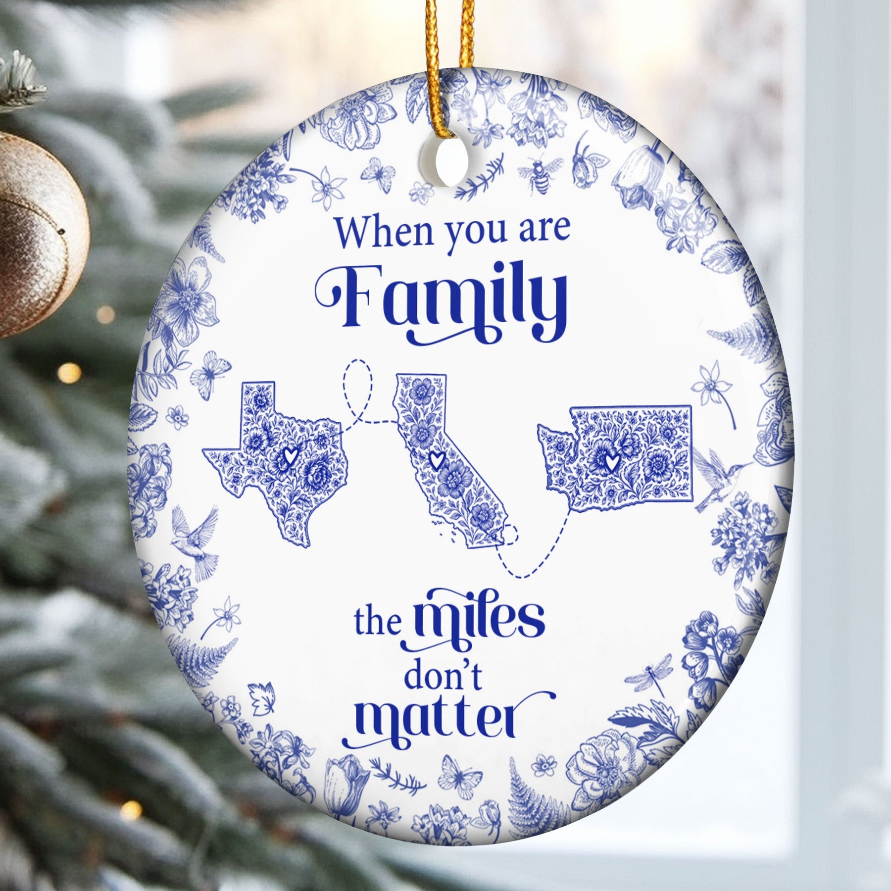 When You Are Family, Siblings The Miles Don't Matter - Personalized Ceramic Ornament