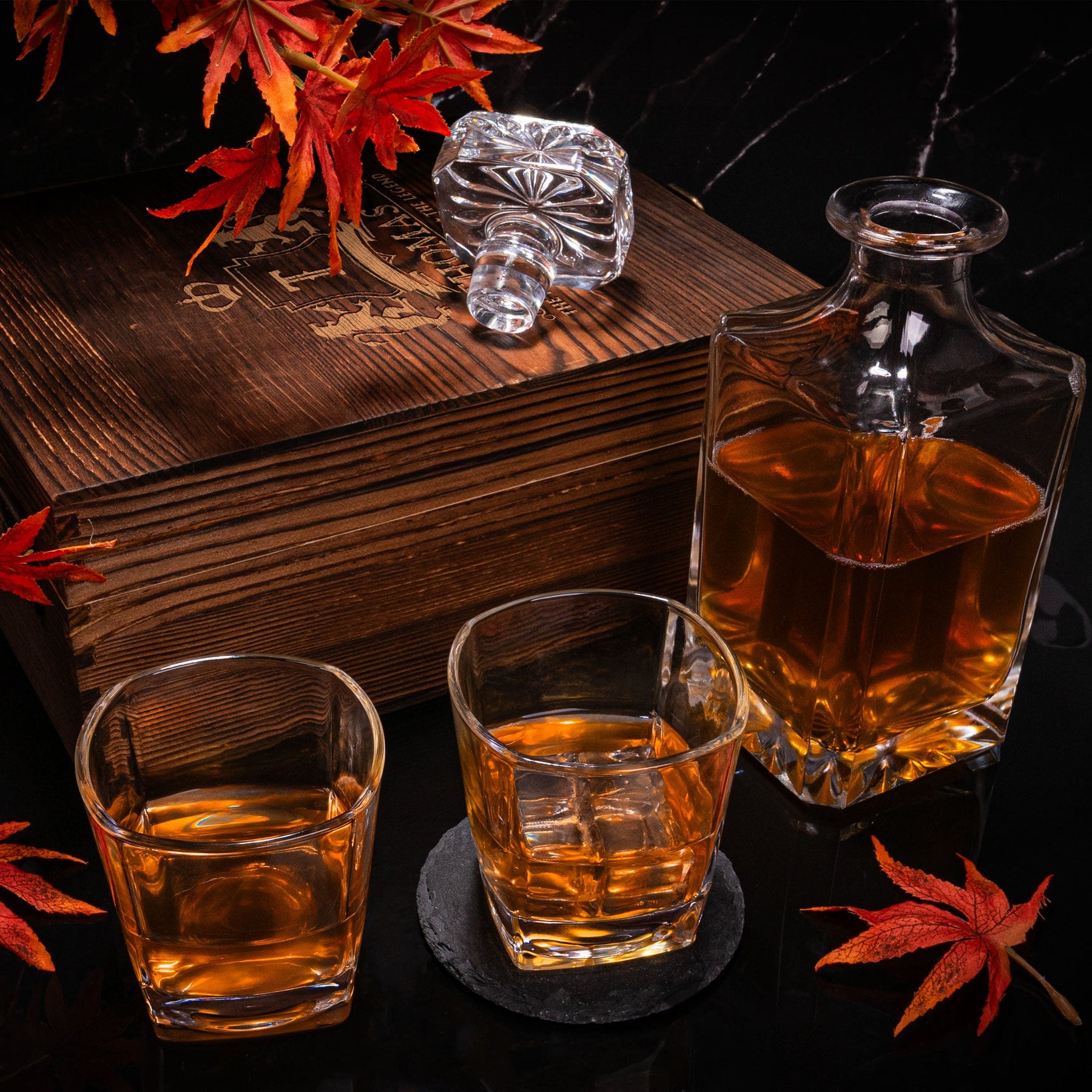 Whiskey Gifts For Men, Him - Man The Myth The Legend - Personalized Whiskey Decanter Set