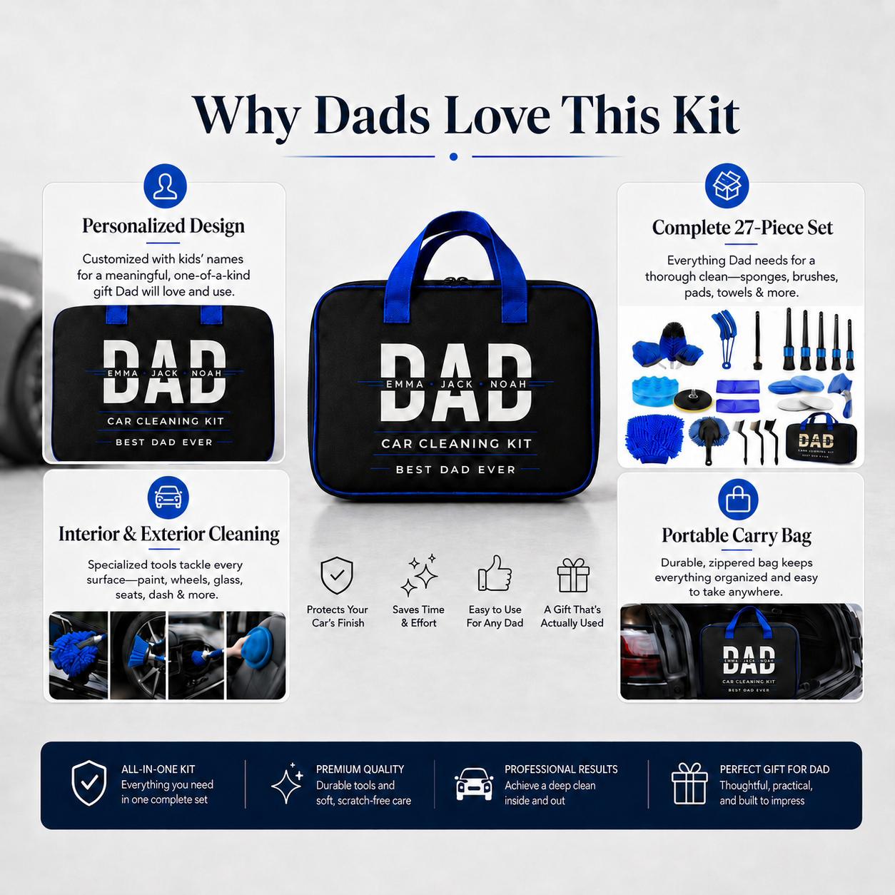 27 Pcs Car Cleaning Kit – The Perfect Gift For Dad Or Husband - Personalized Car Cleaning Kit