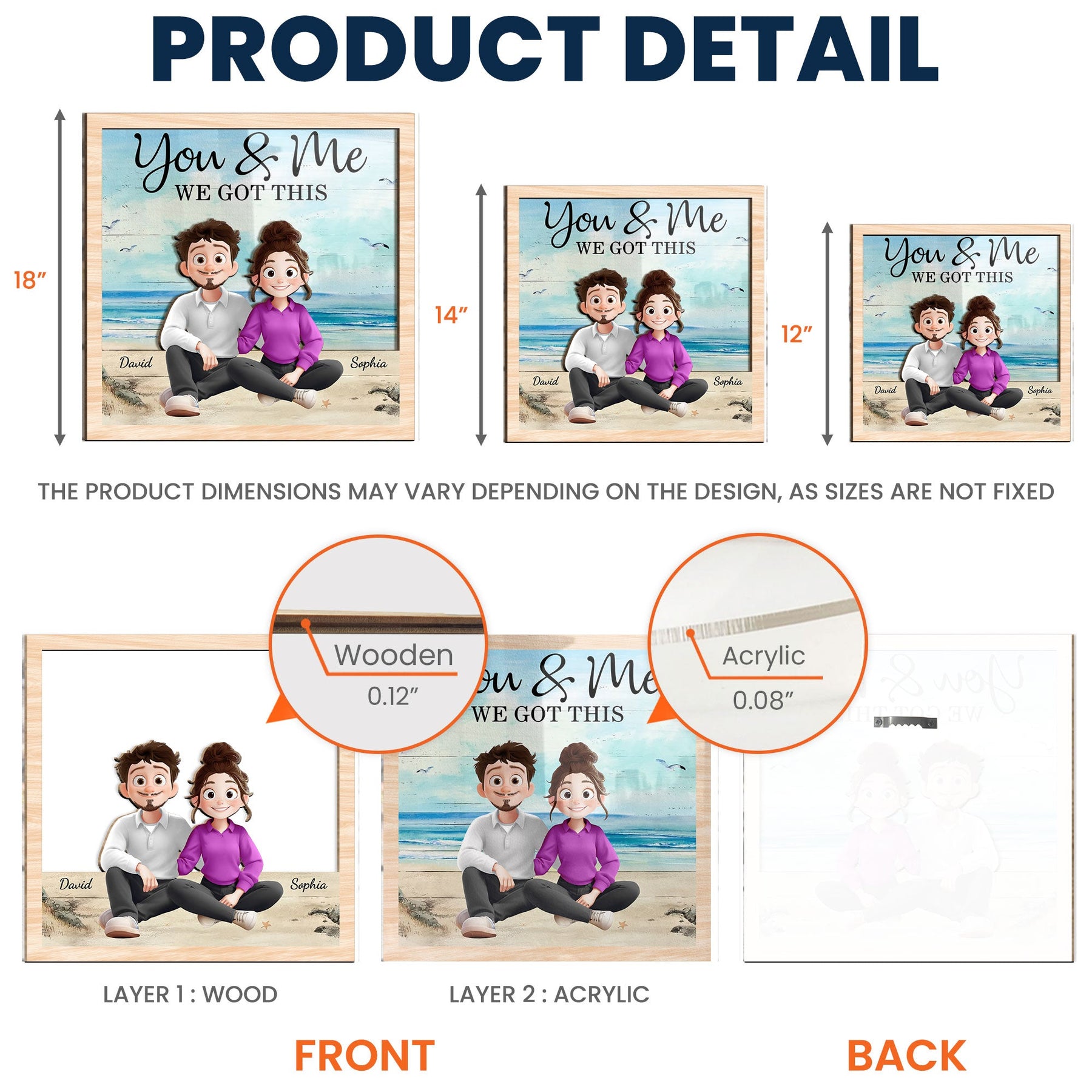 You And Me We Got This - Cartoon Couple - Personalized Wood And Acrylic Wall Art