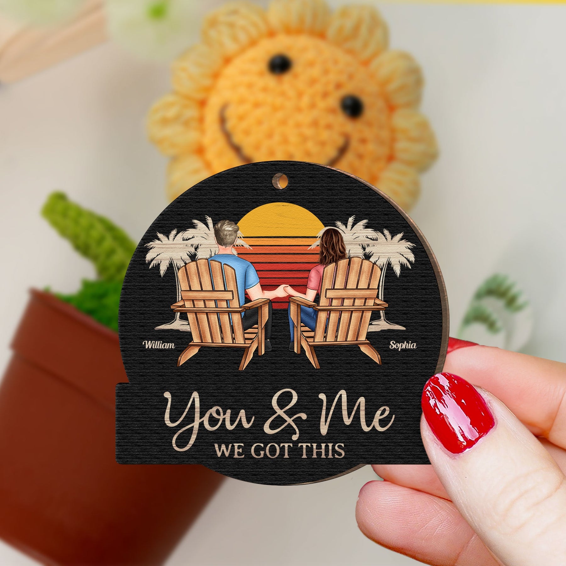 You And Me We Got This - Personalized Crochet Flower Lamp