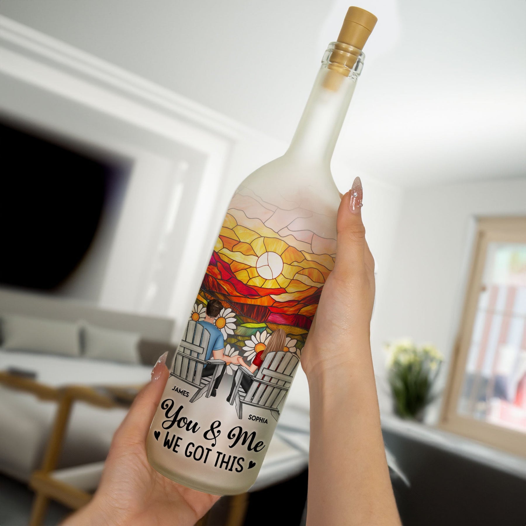 You And Me We Got This - Stained Glass Style - Personalized Bottle Lamp