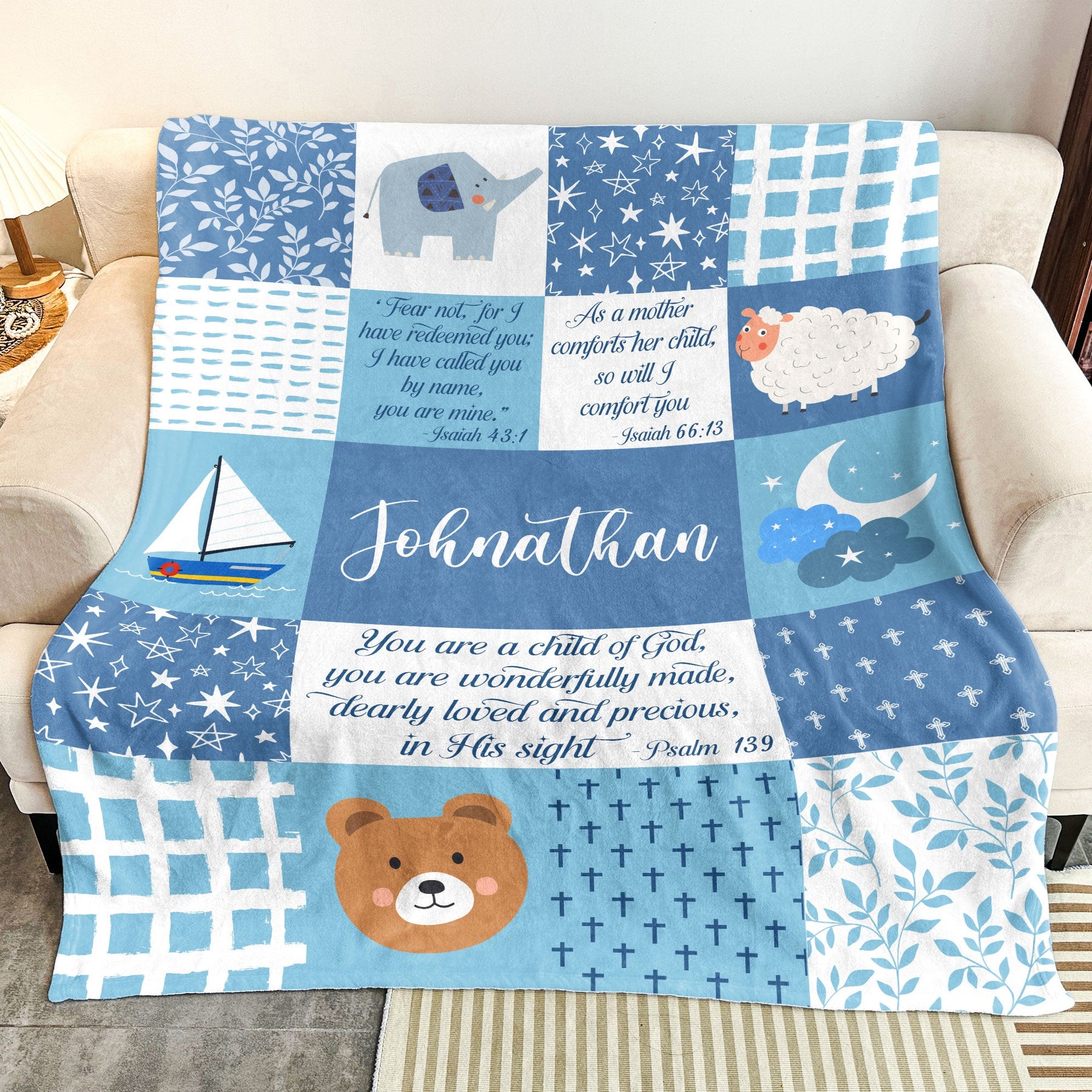 You Are A Child Of God - Baptism Gift With Name And Bible Verses - Personalized Blanket