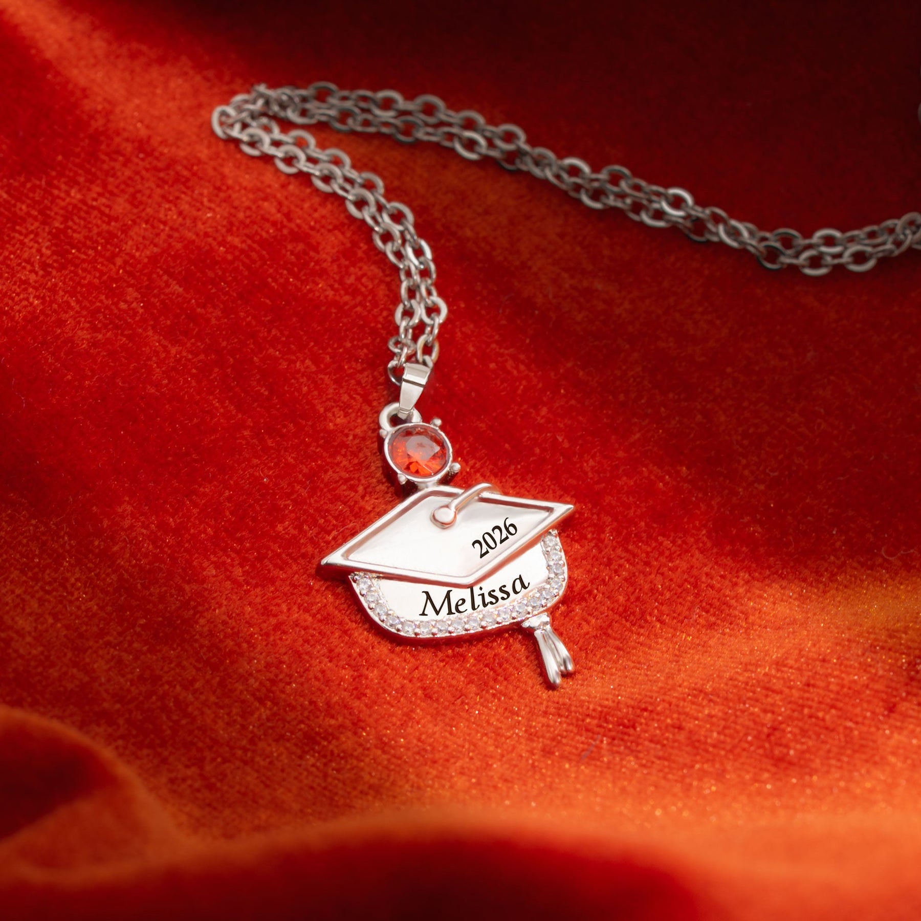 You Are Chosen Bible - Personalized Graduation Cap Pendant Necklace With Birthstone