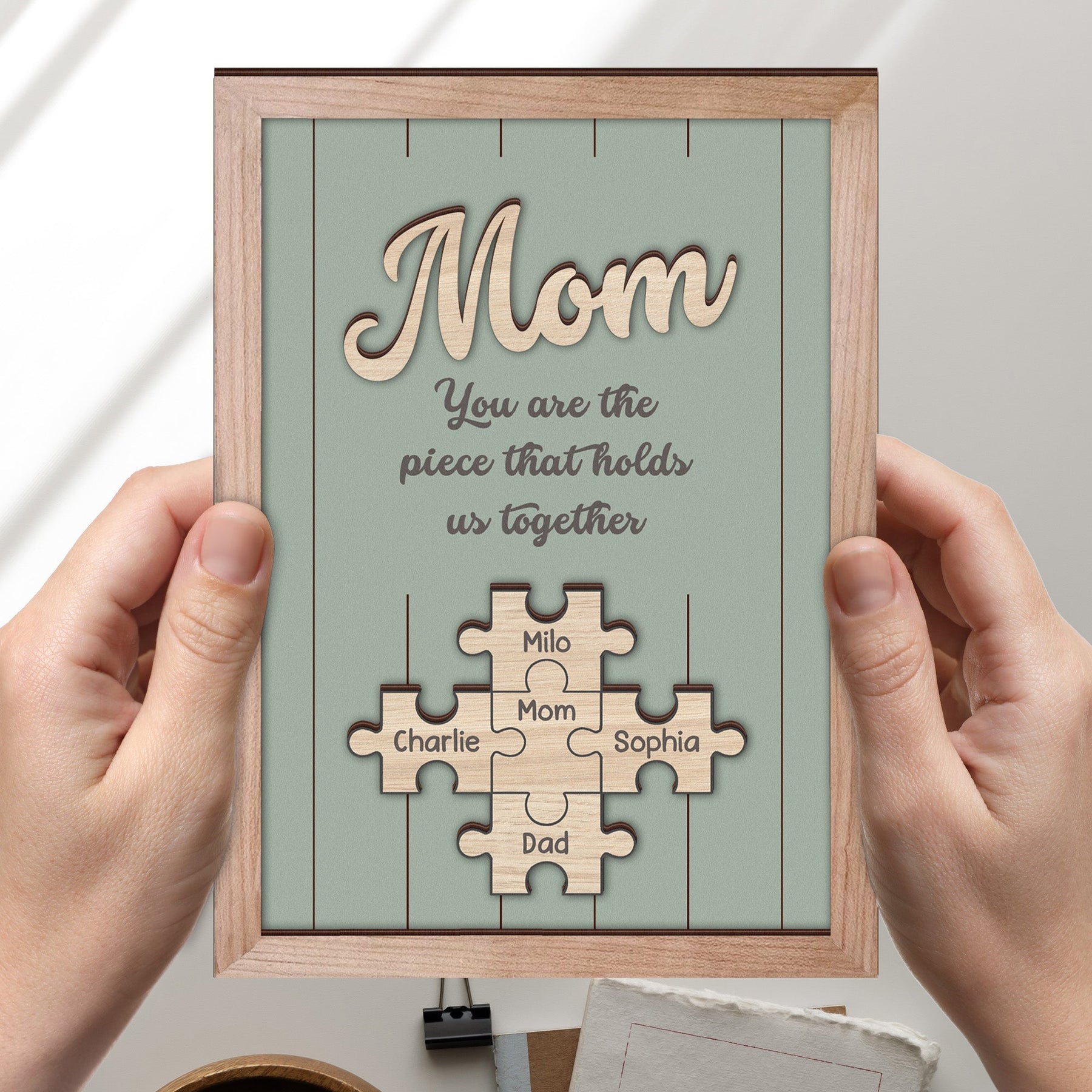 You Are The Piece That Holds Us Together Mother's Day Gift For Her - Personalized Wooden Plaque