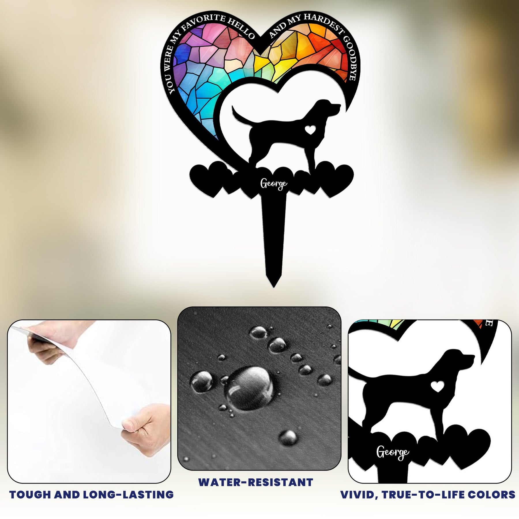 You Were My Favorite Hello & My Hardest Goodbye Dog Loss - Personalized Metal Garden Stake