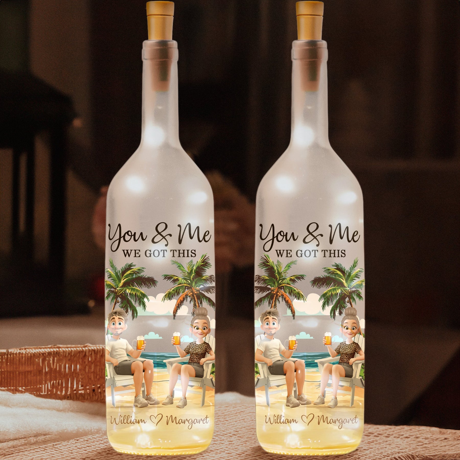 You & Me We Got This Anniversary Valentine's Day Gift - Personalized Bottle Lamp