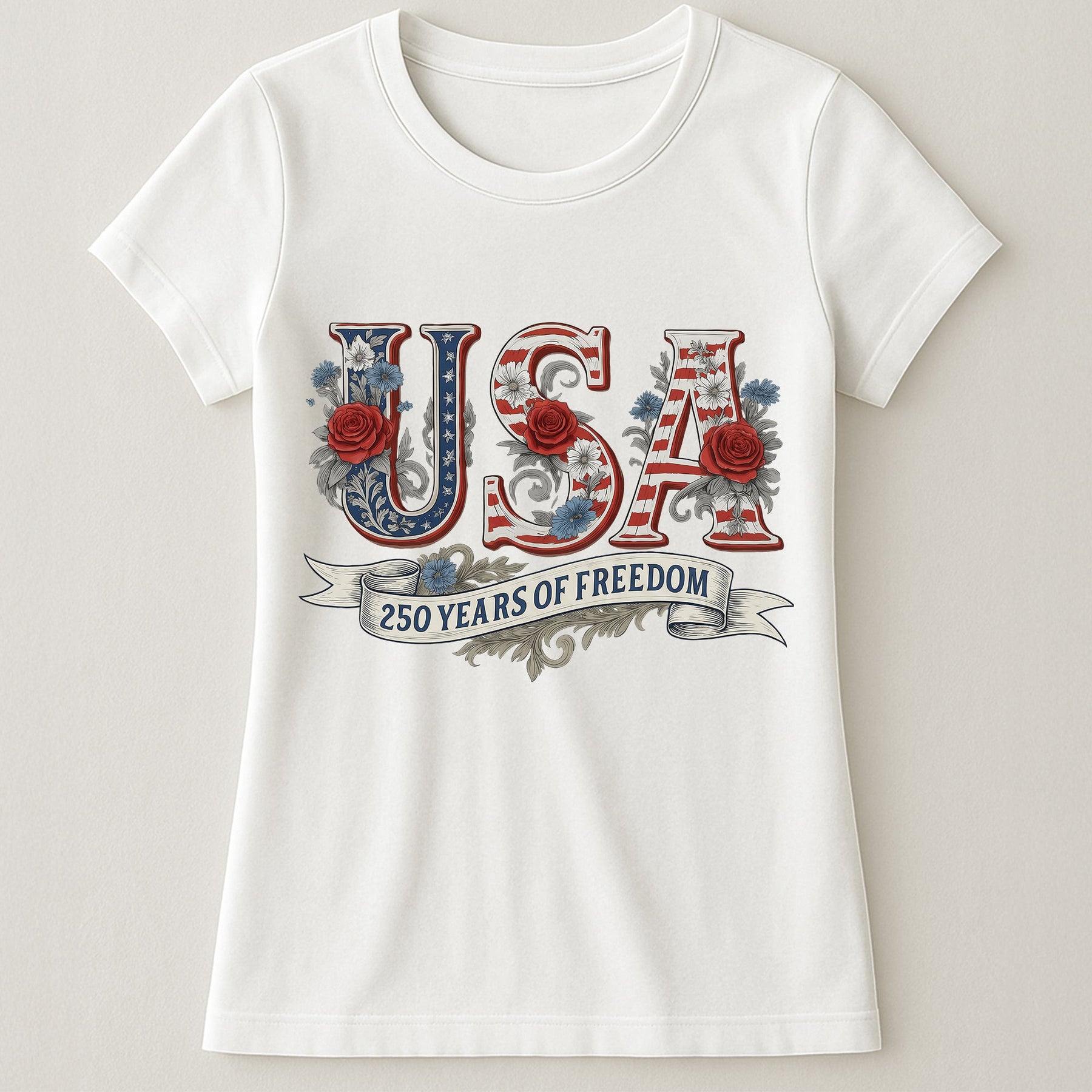 USA Floral 250 Years Of Freedom Vintage - Shirt