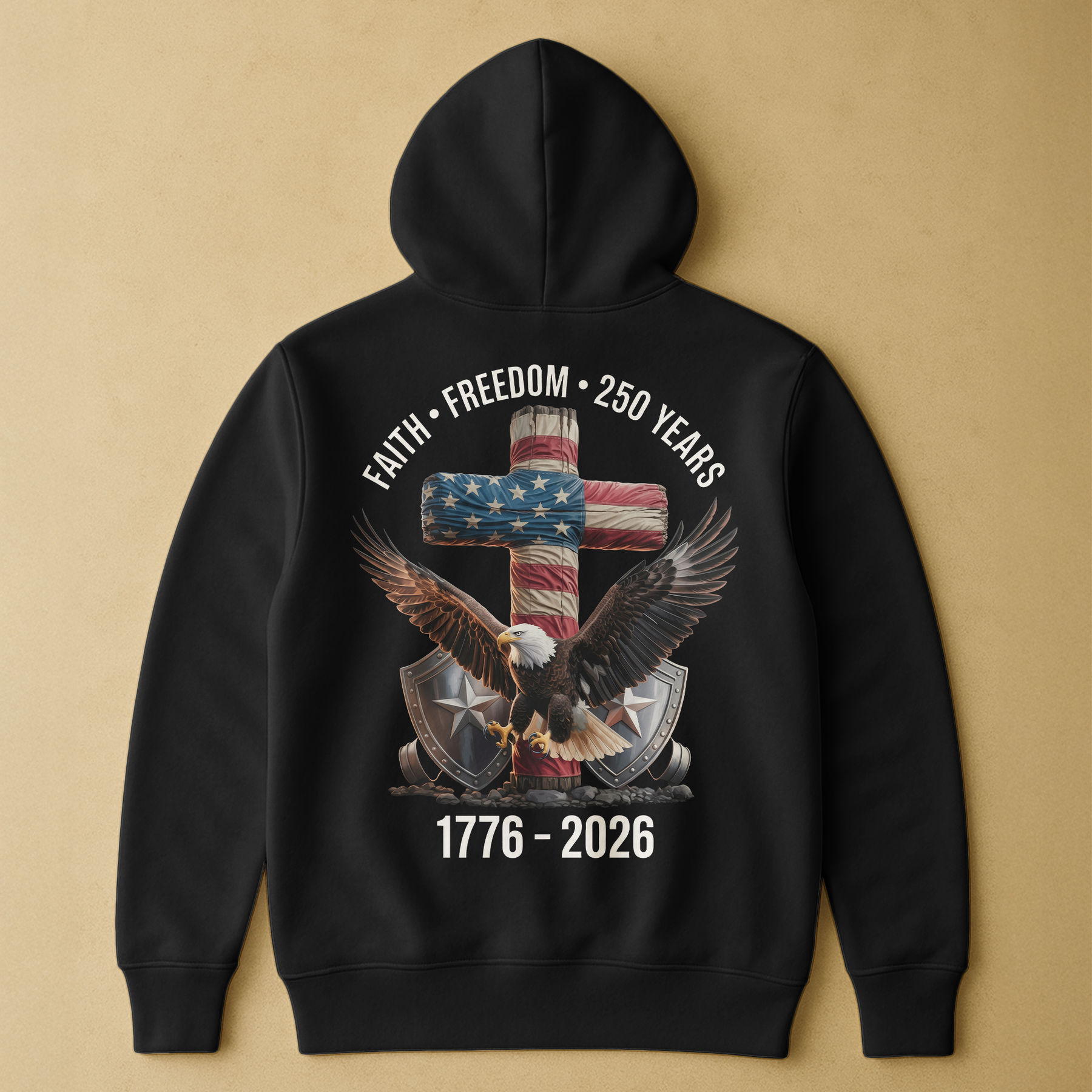 Faith Freedom 250 Years Eagle & Cross - Back Printed Shirt