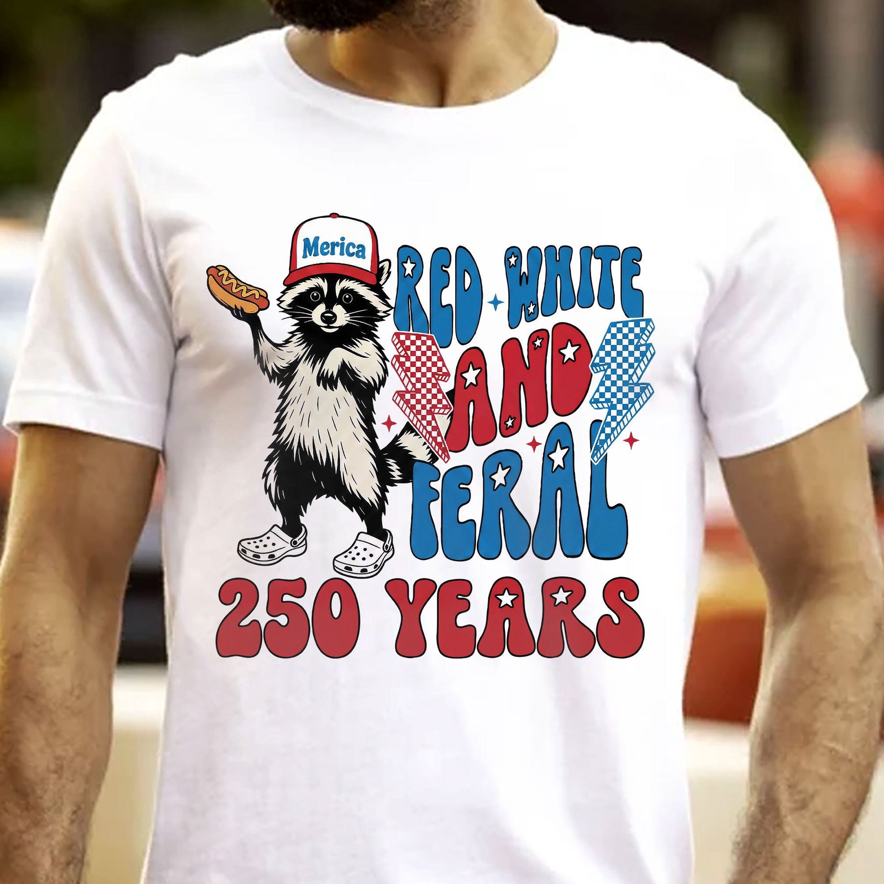 Raccoon Red White & Feral 250 Years - Shirt