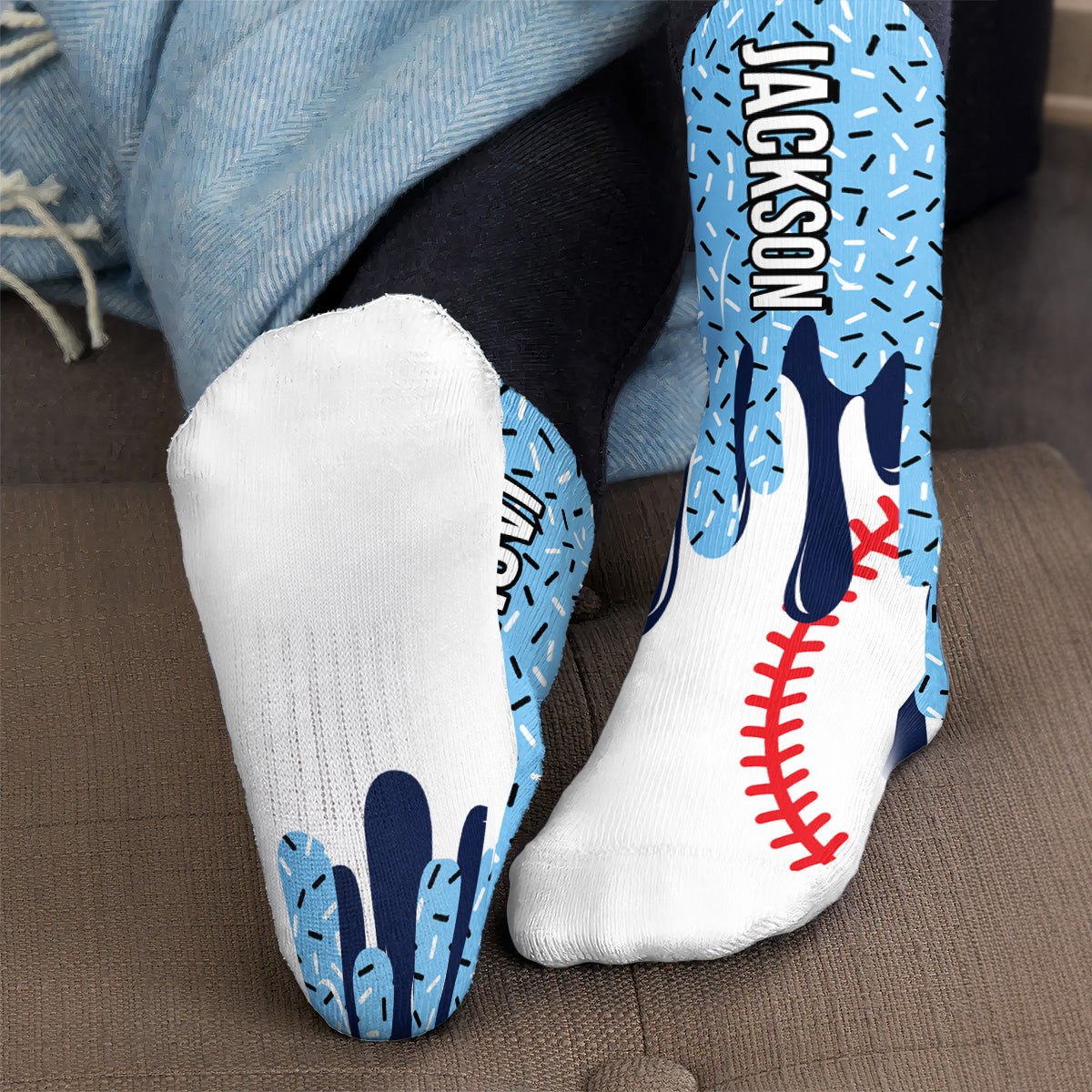 Icecream Drip Design For Baseball, Softball, Soccer, Football, Basketball, Hockey Lover - Personalized Socks