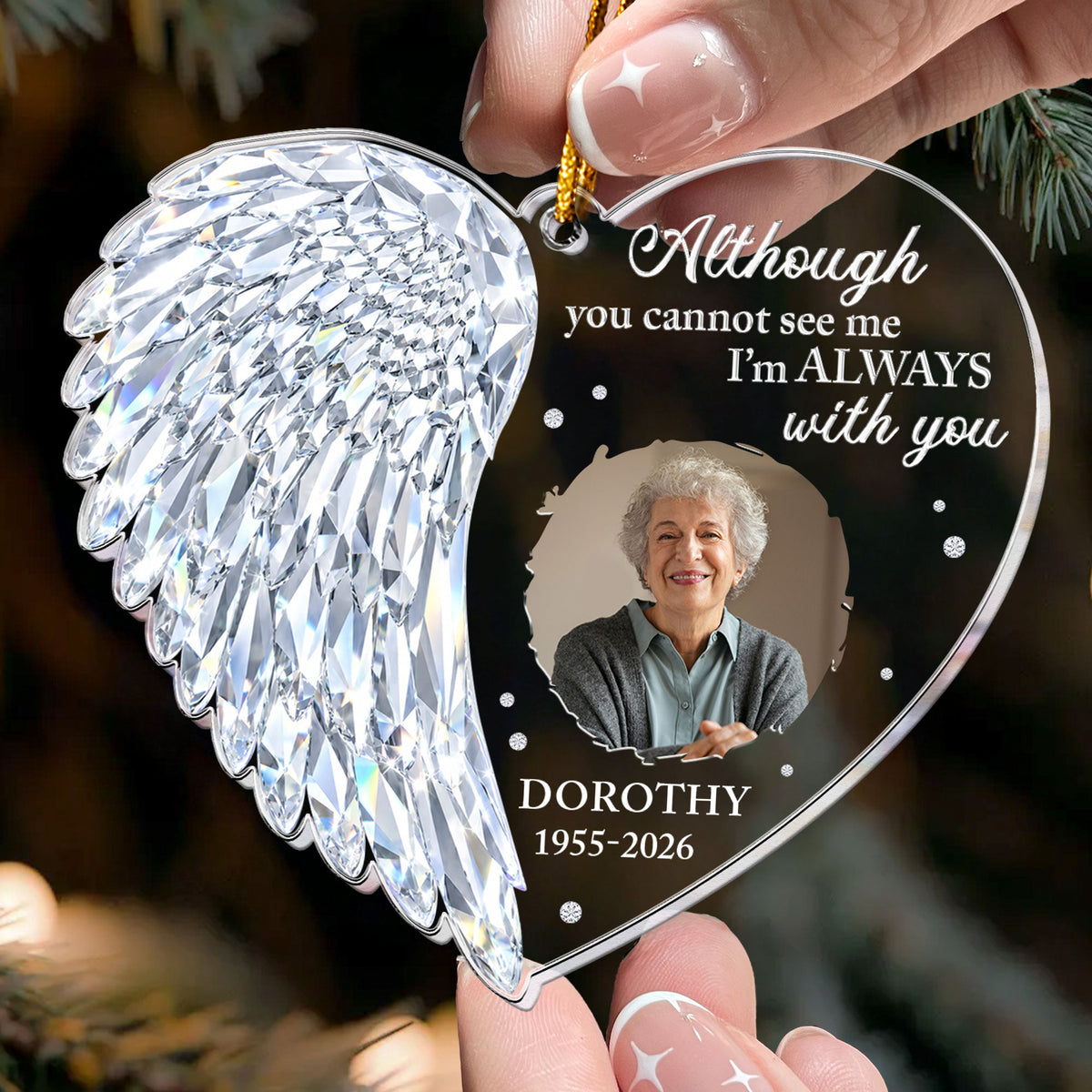 I'm Always With You Heart Wing Shaped Christmas Memorial Gifts - Personalized Ornament