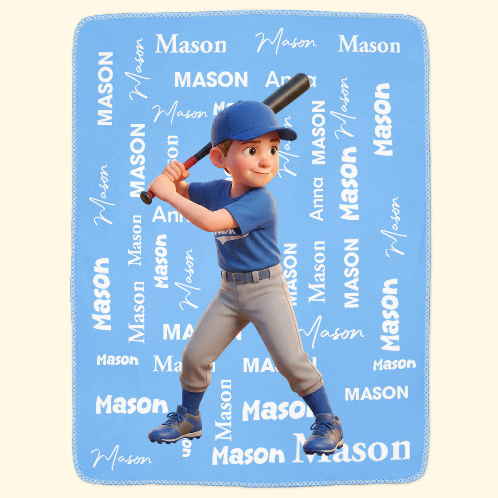 Kid Cartoon Style Custom Name - Personalized Blanket
