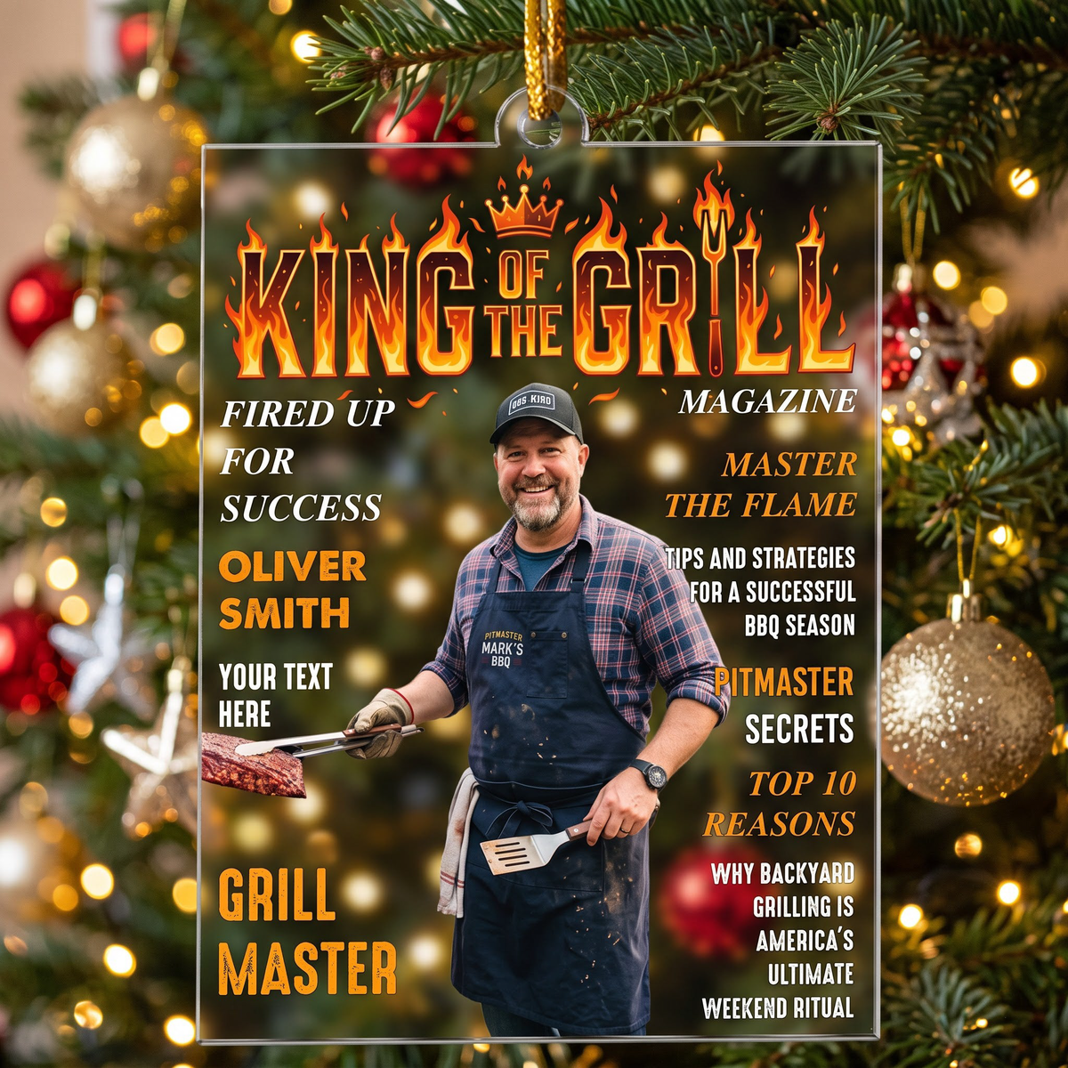 King Of The Grill Magazine Gift For Grill Master - Personalized Ornament