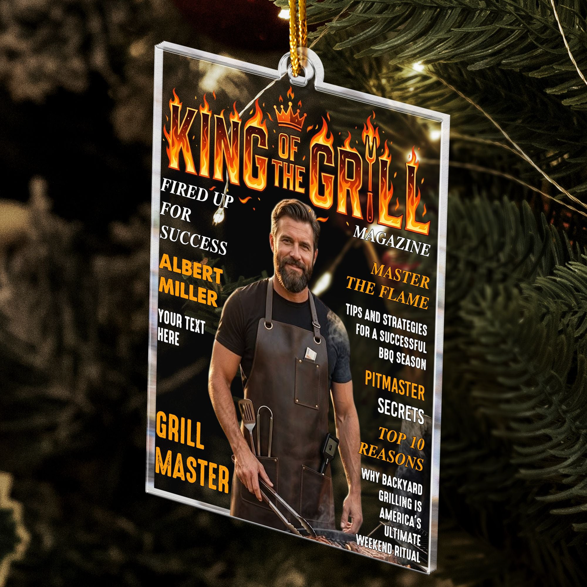 King Of The Grill Magazine Gift For Grill Master - Personalized Ornament