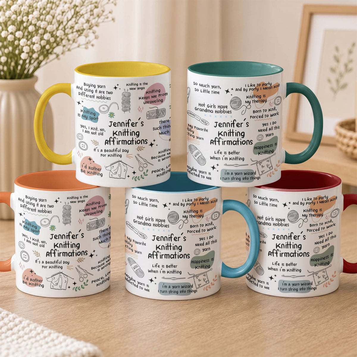 Knitting Affirmation Mug - Gift For Knitting Lover - Personalized Mug