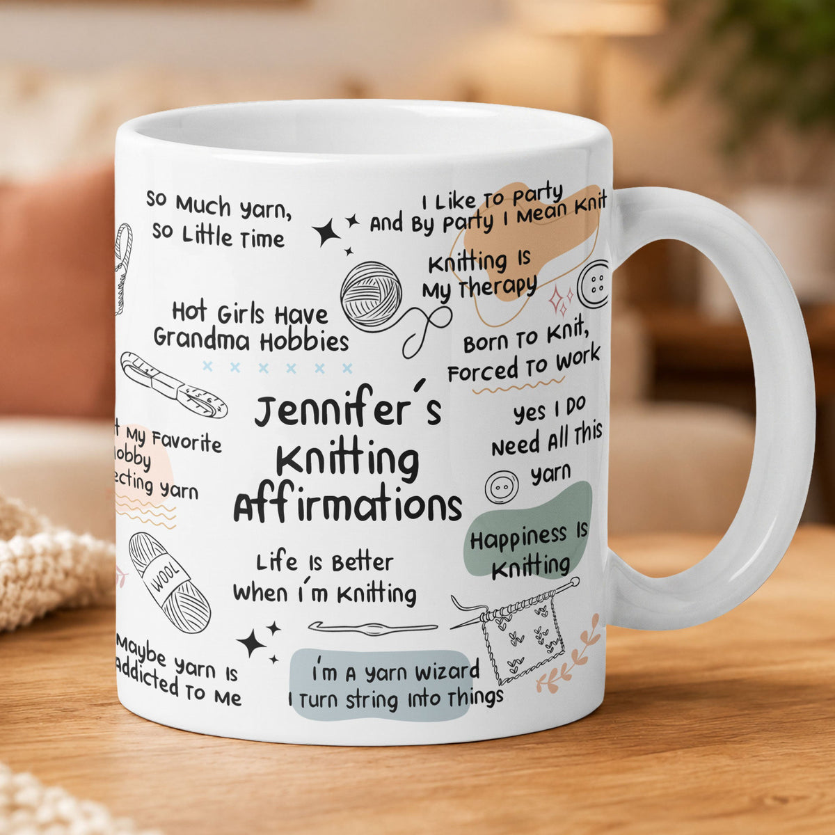Knitting Affirmation Mug - Gift For Knitting Lover - Personalized Mug