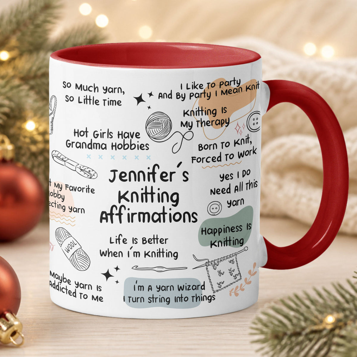 Knitting Affirmation Mug - Gift For Knitting Lover - Personalized Mug