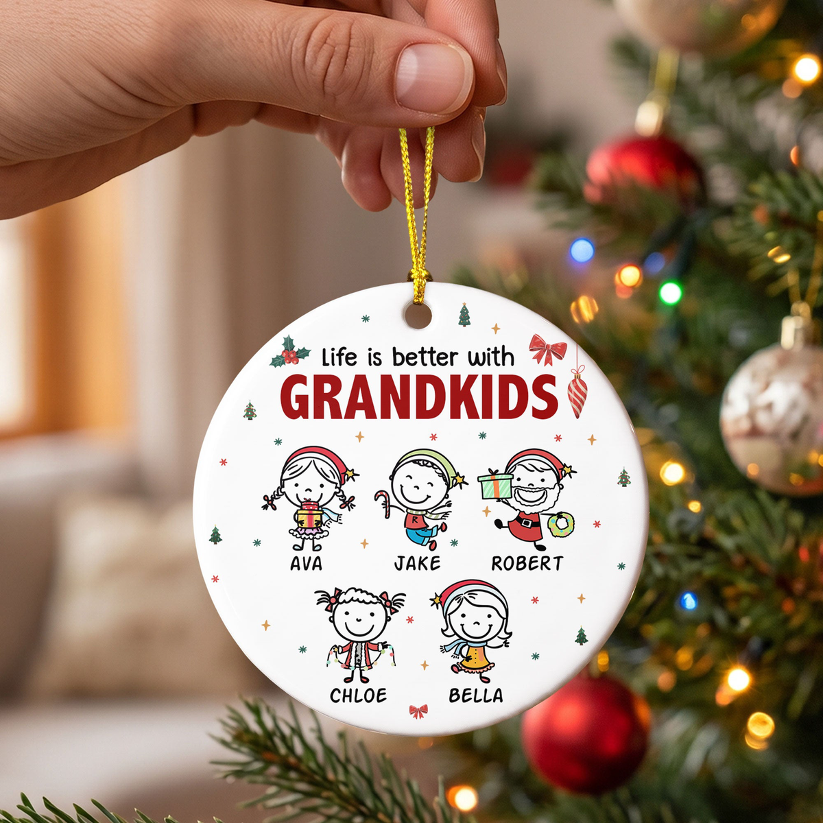 Life Is Better With Grandkids Doodle Christmas - Personalized Ornament