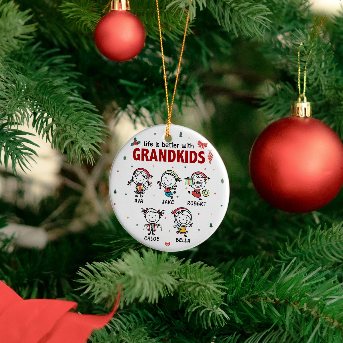 Life Is Better With Grandkids Doodle Christmas - Personalized Ornament