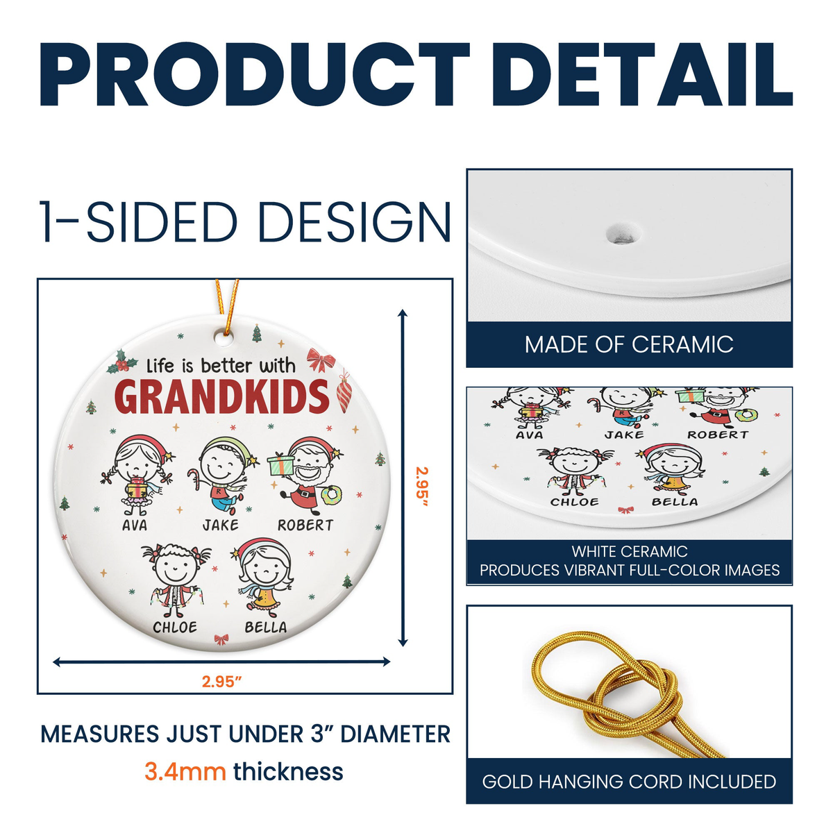Life Is Better With Grandkids Doodle Christmas - Personalized Ornament