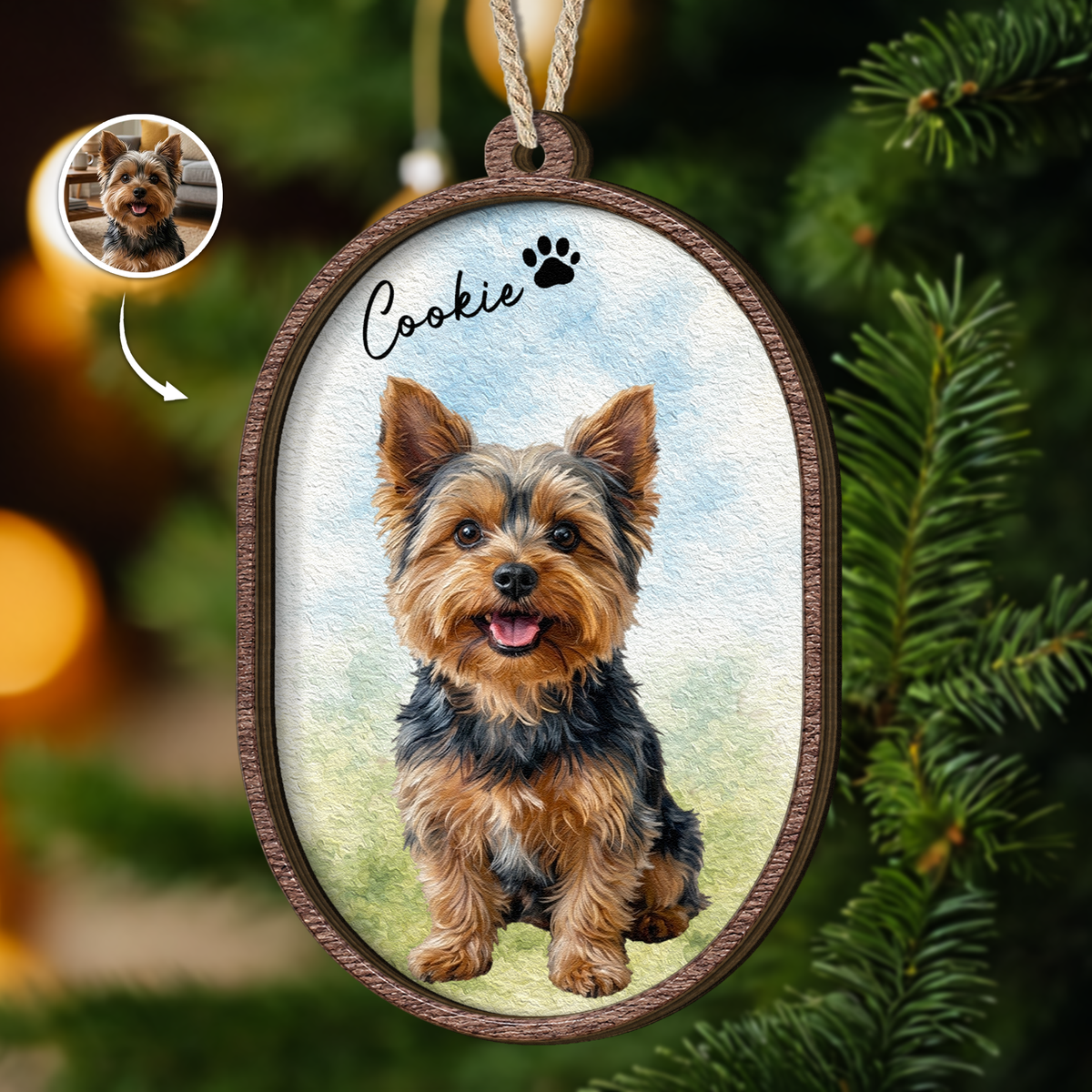 Loss Of Pet Gifts Custom Photo Oil Painting - Personalized Ornament